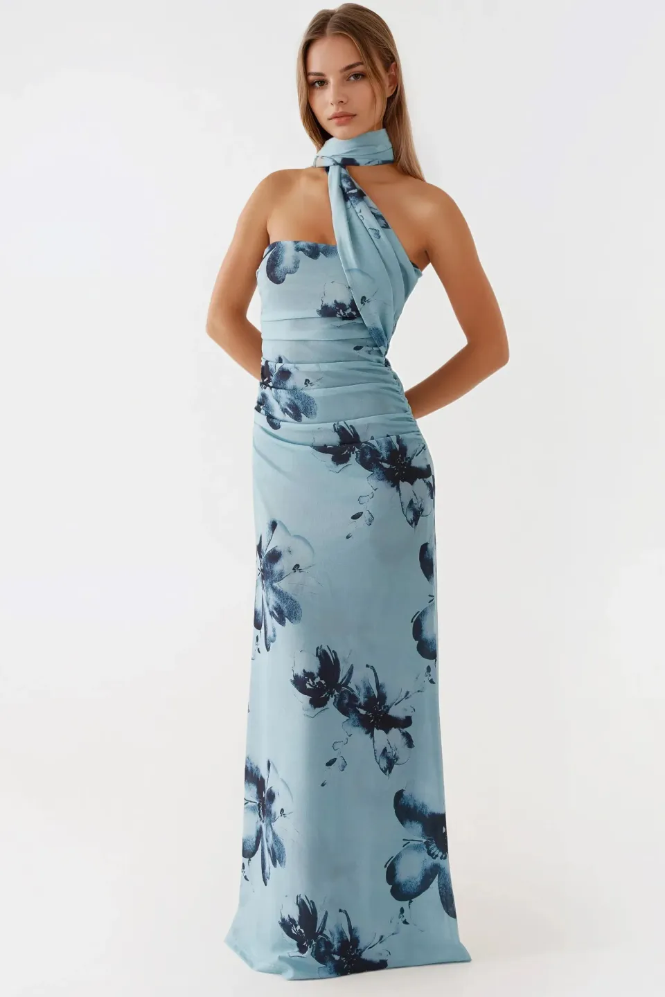 Strapless Printed Bodycon Maxi Dress