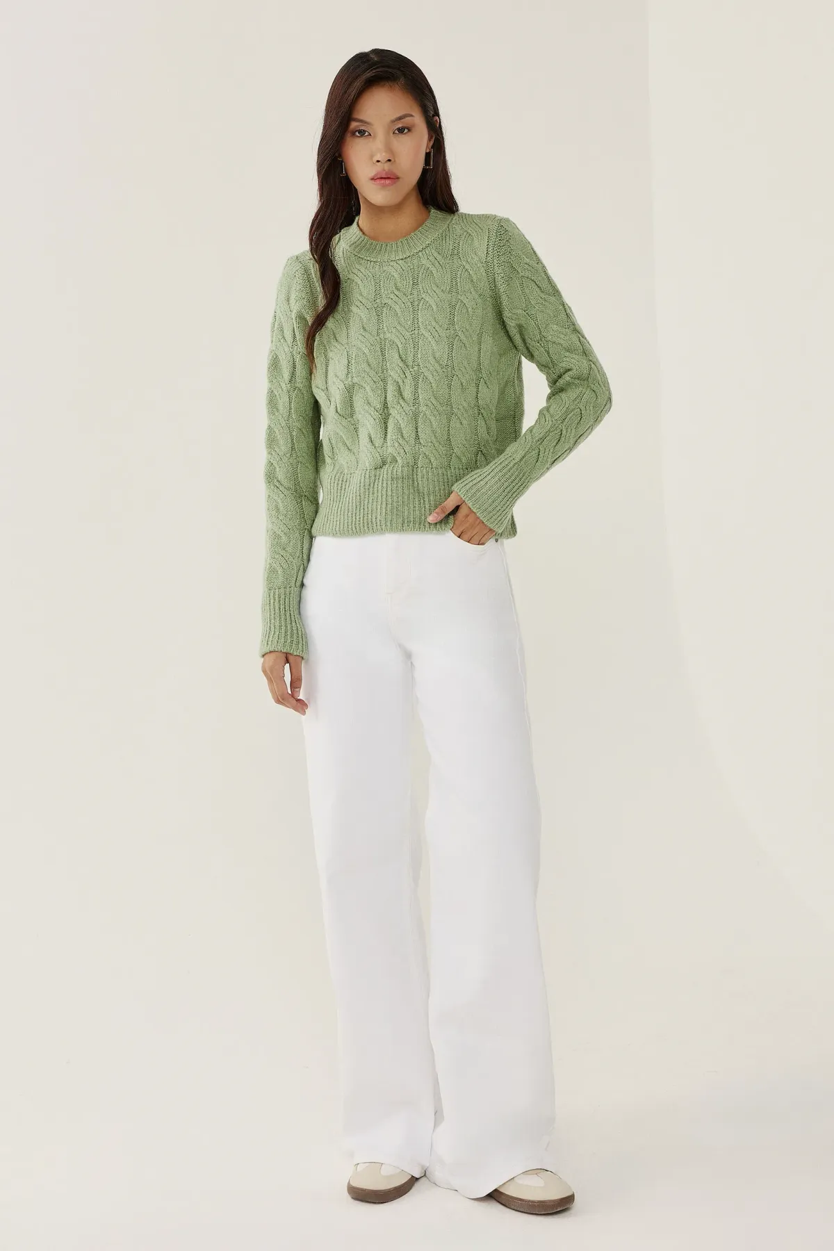 Hair Braid Pattern Crew Neck Sweater 1