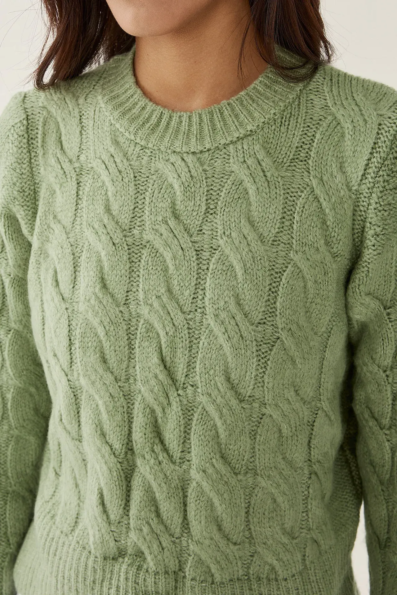 Hair Braid Pattern Crew Neck Sweater