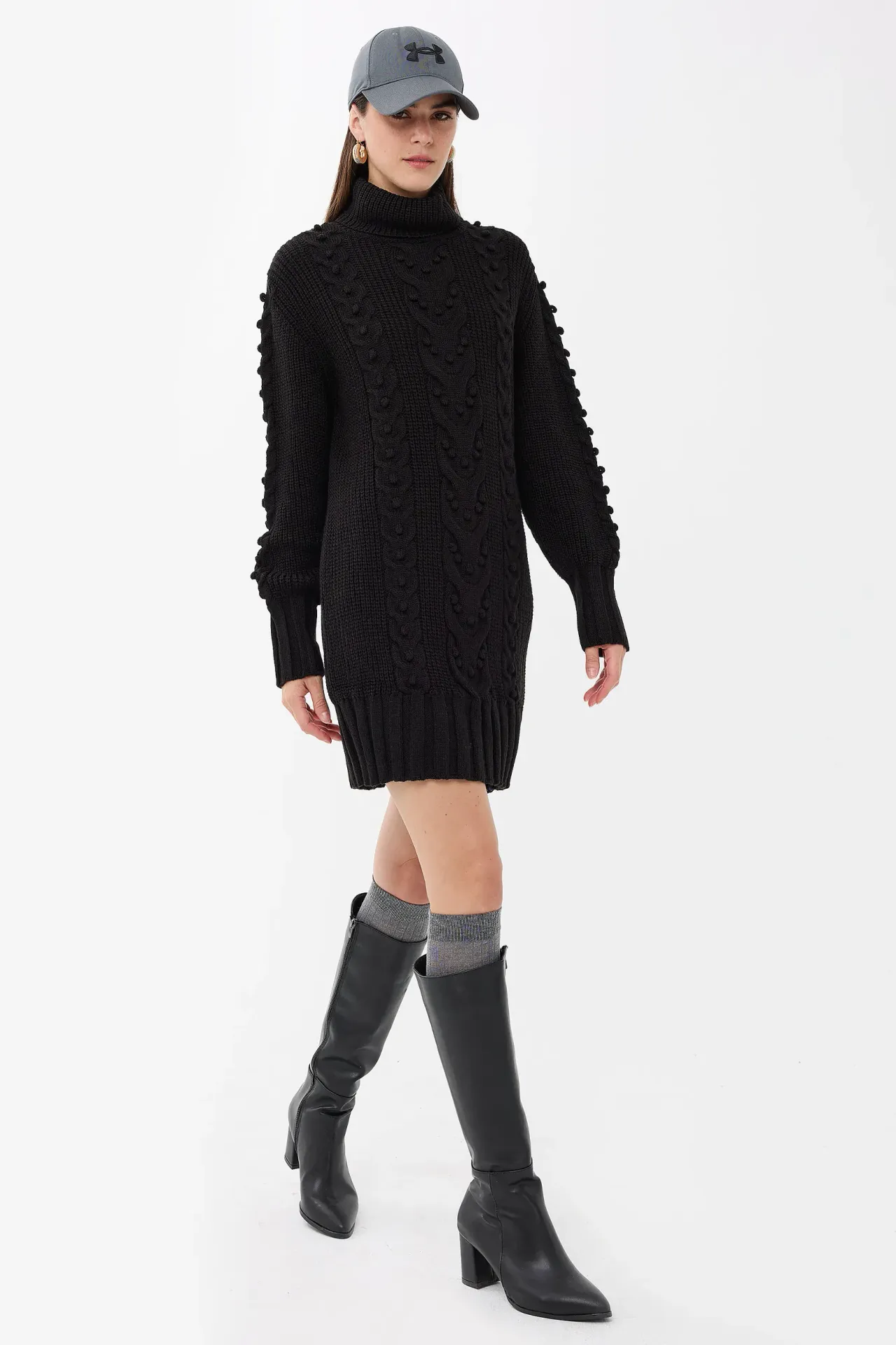 Knitted High-Neck Mini Dress