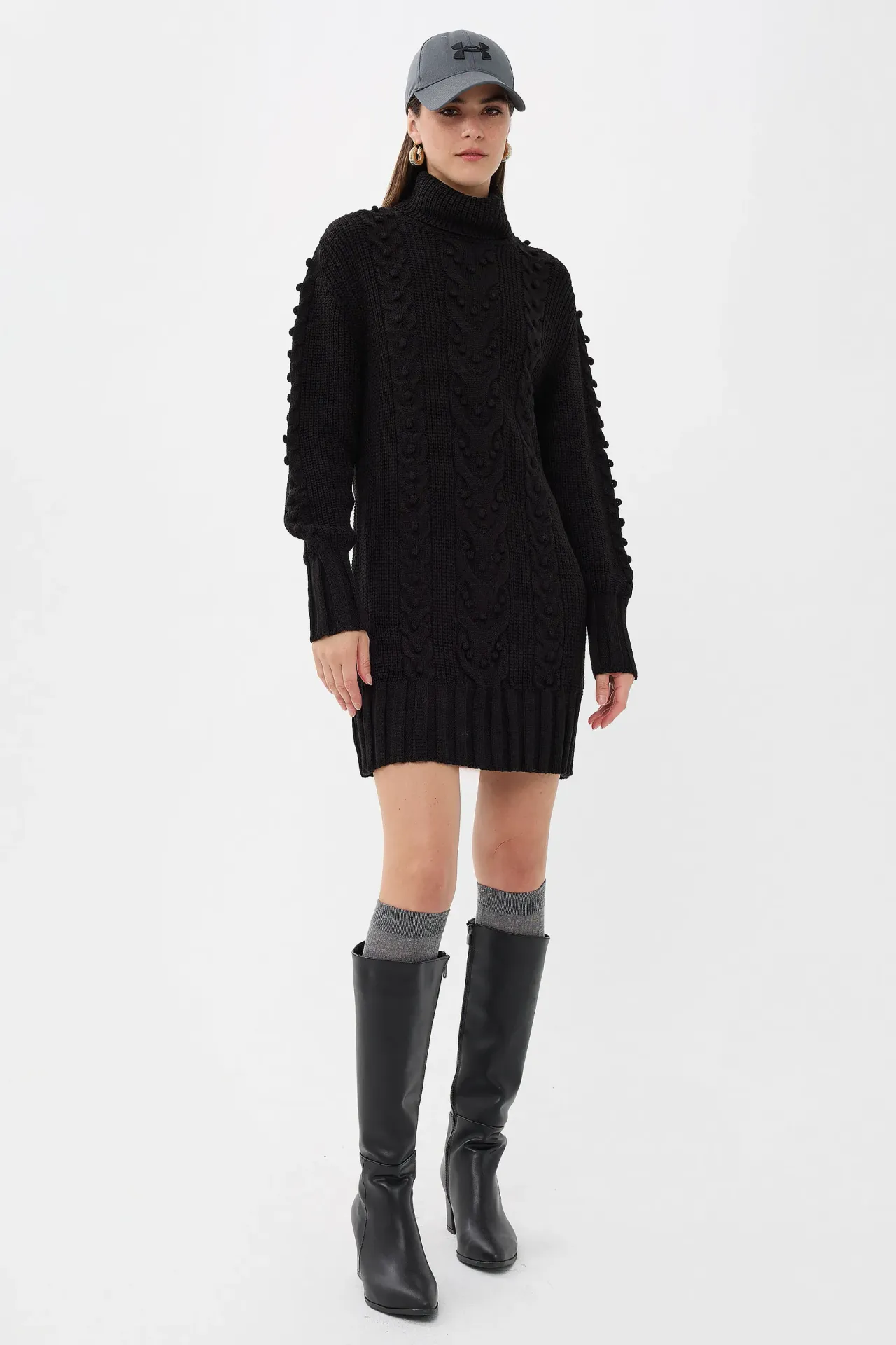 Knitted High-Neck Mini Dress