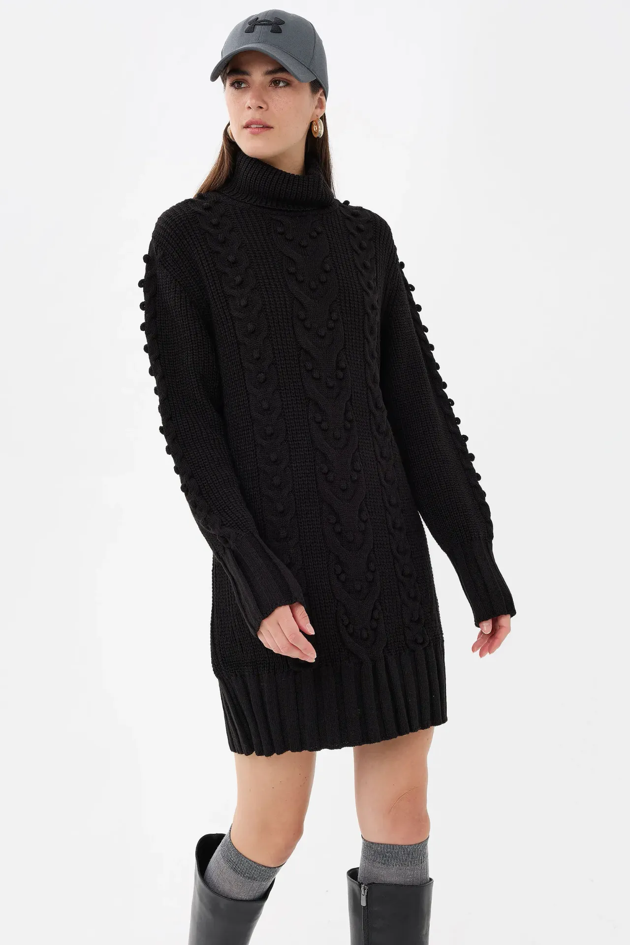 Knitted High-Neck Mini Dress