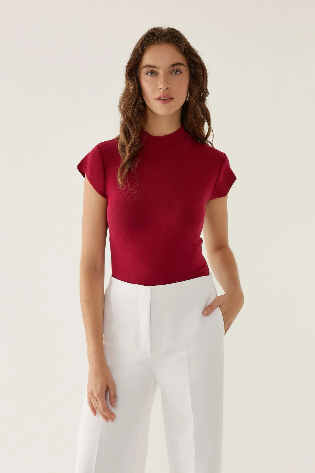 Half Turtleneck Short Sleeve Top 1