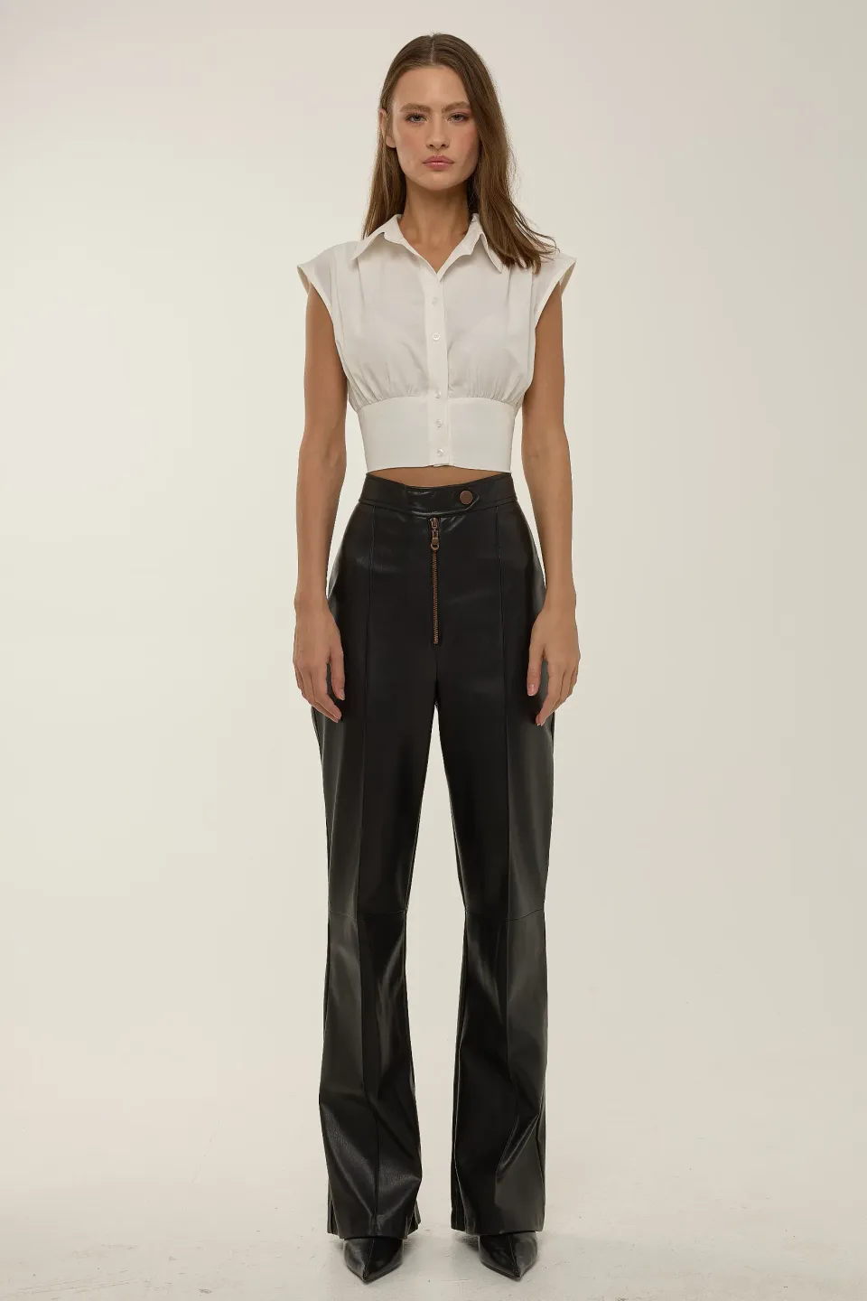 Wide Leg Faux Leather Pants