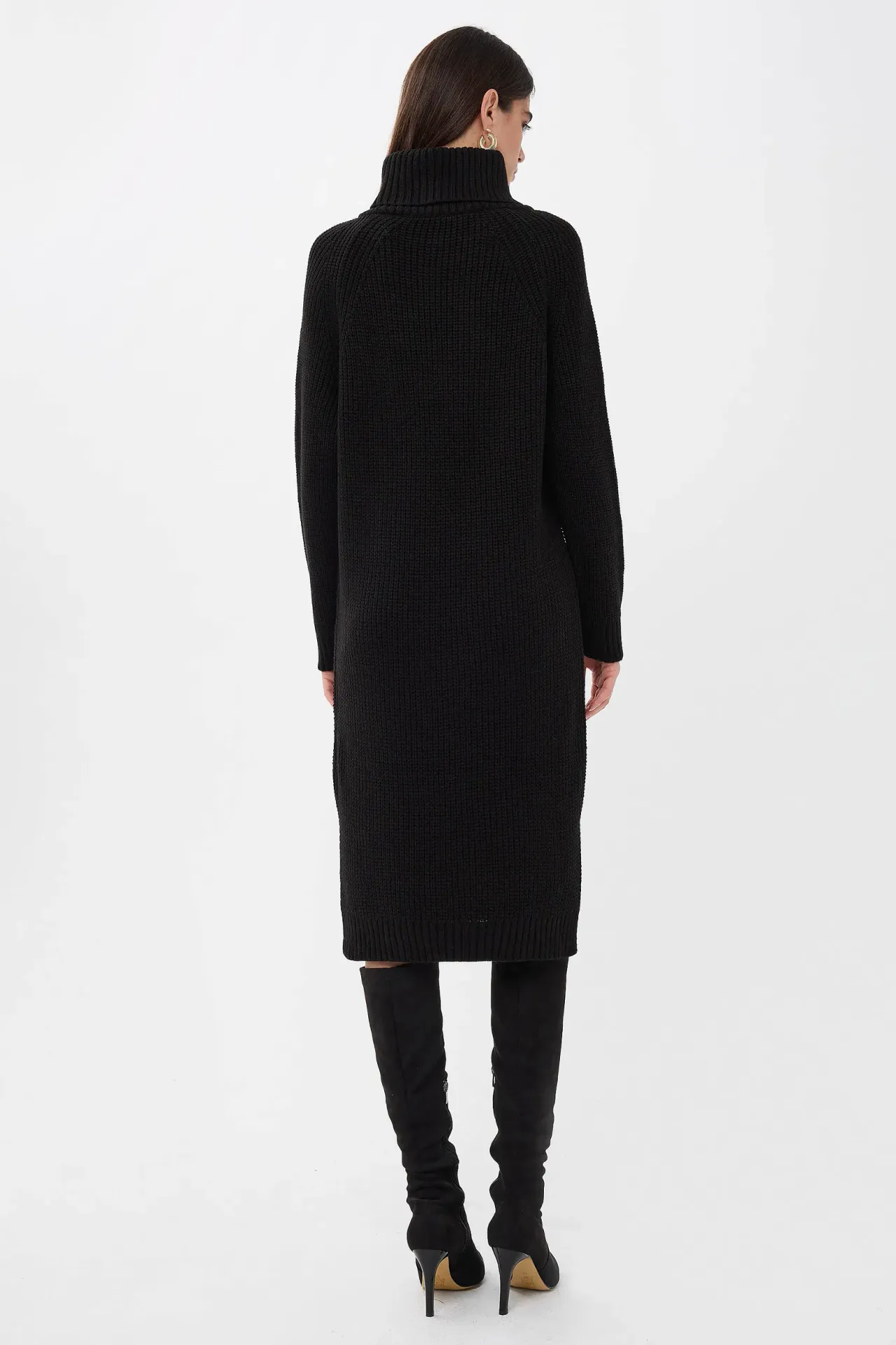 Knitted High-Neck Midi Dress
