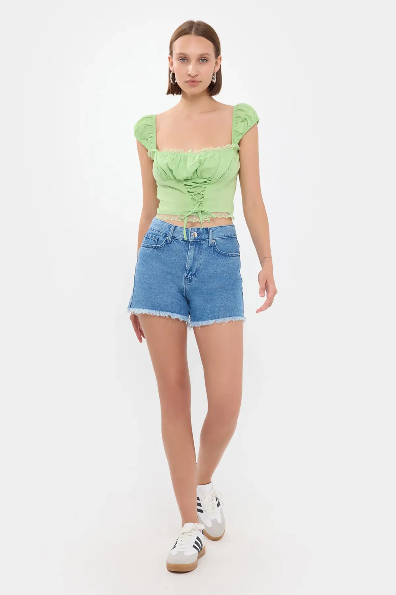 Square Neck Lace Up Corset Top