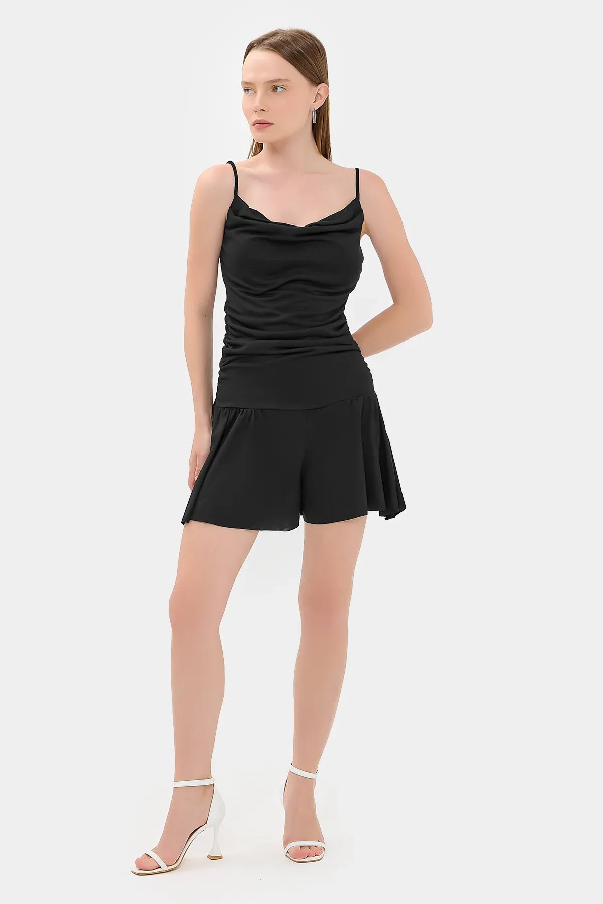 Ruched Spaghetti-Strap Woven Jumpsuit 3