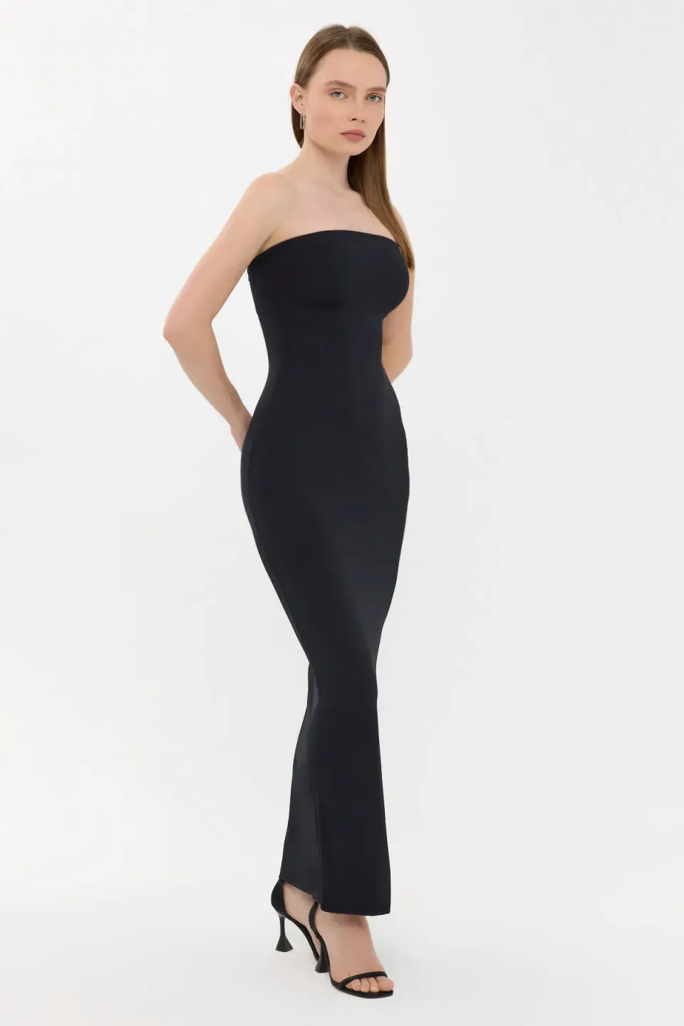 Strapless Bodycon Maxi Dress with Side Slit