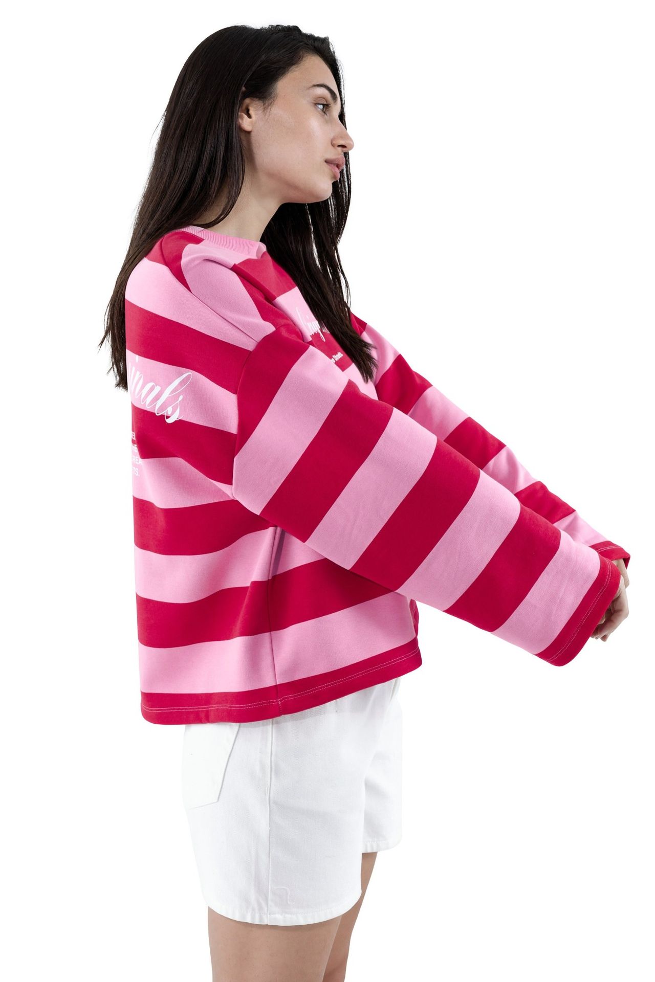 100% Cotton Oversized Striped Sweatshirt