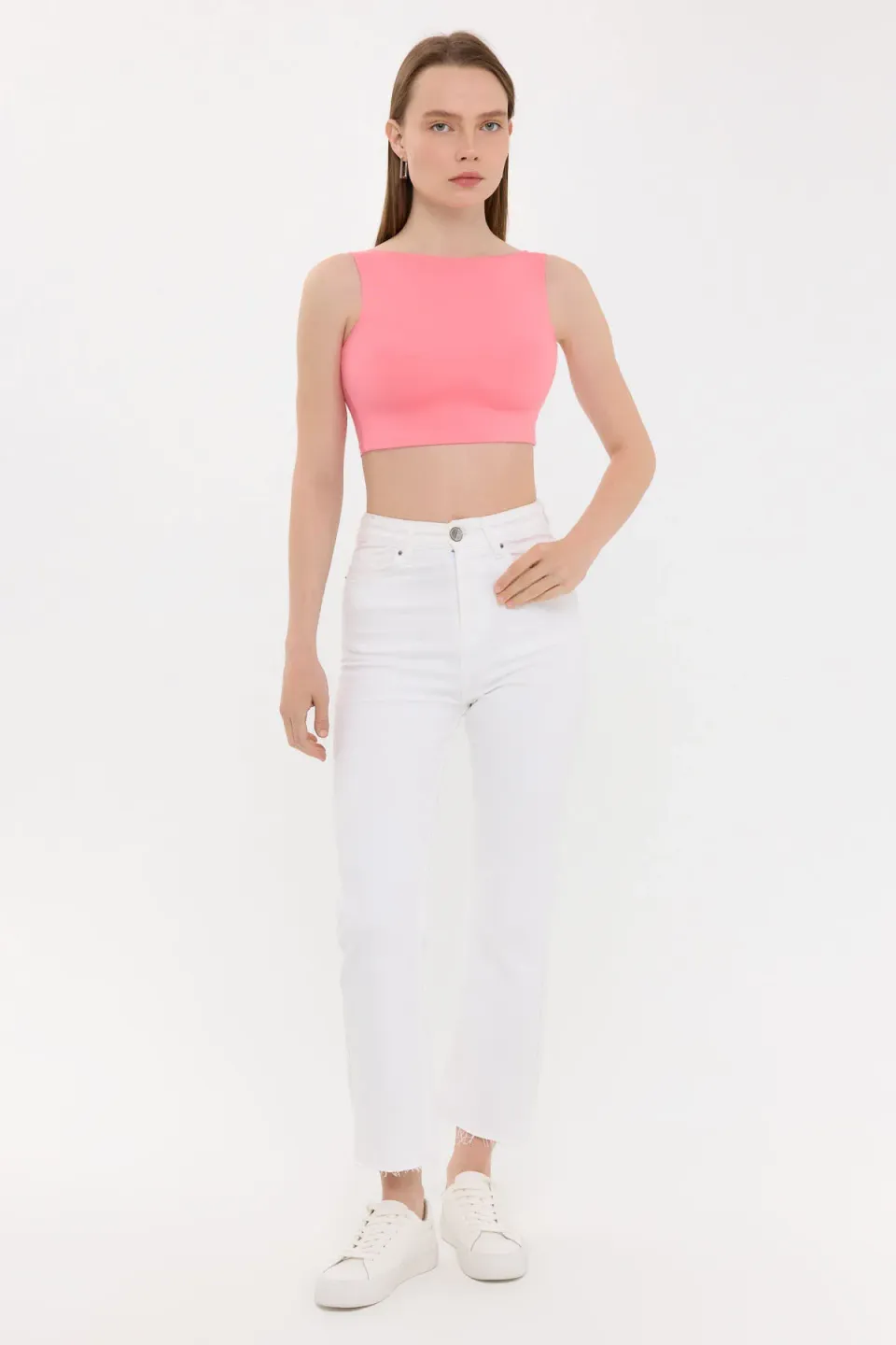 Sleeveless Round Neck Top with Back Detail