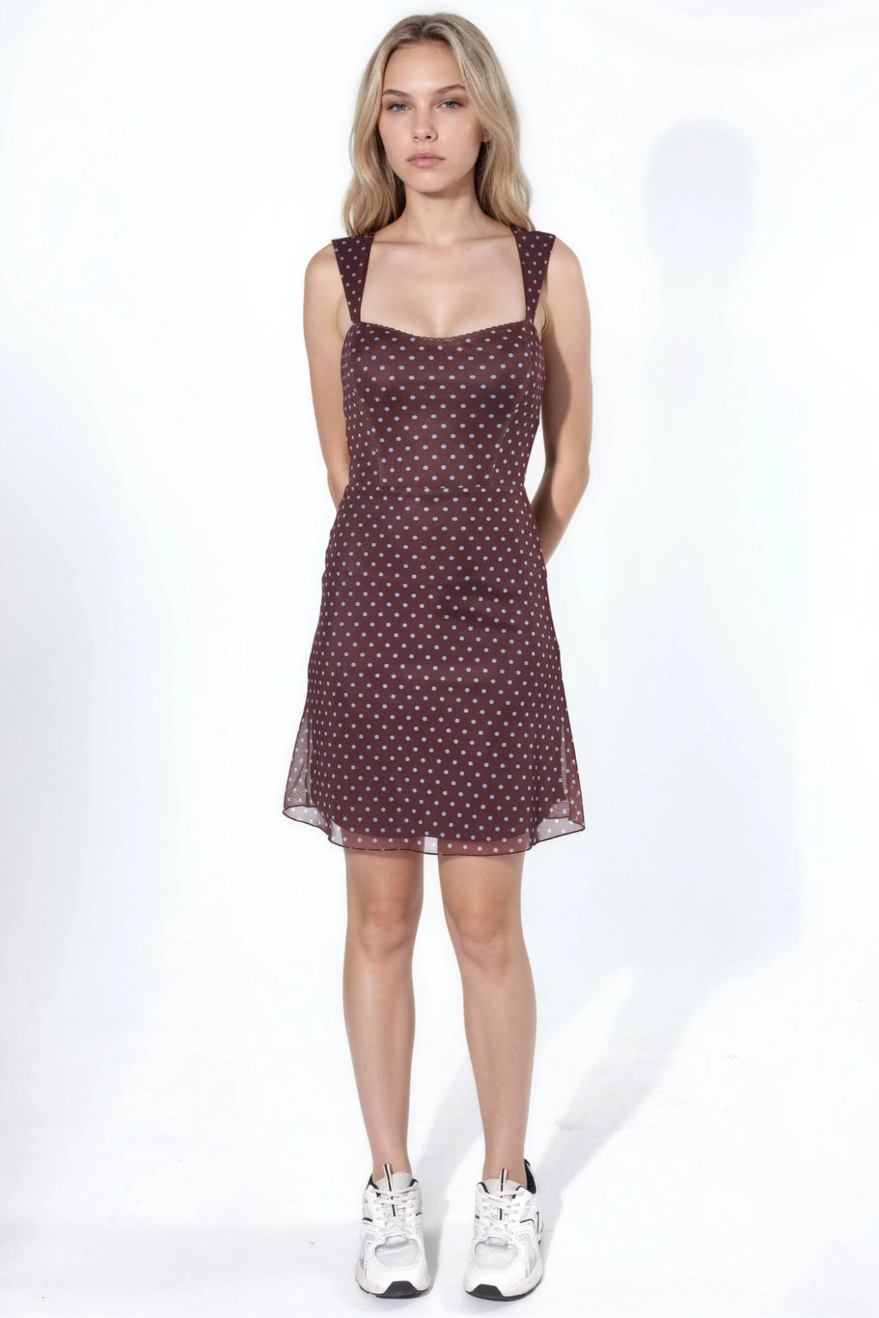 Polka Dot Mini Tulle Dress with Heart Collar 7