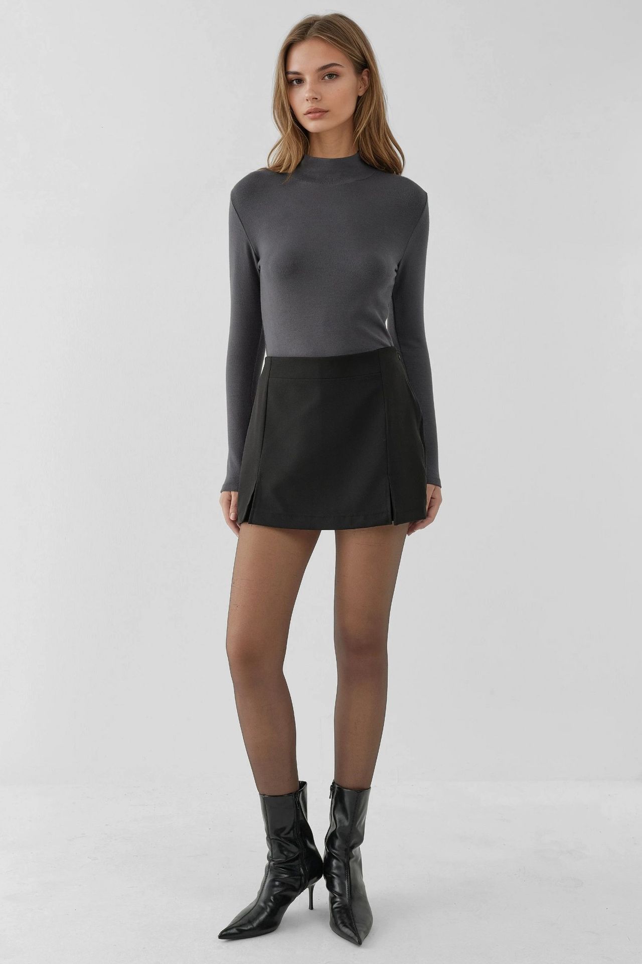 High Waist Mini Skorts with Double Slits 5