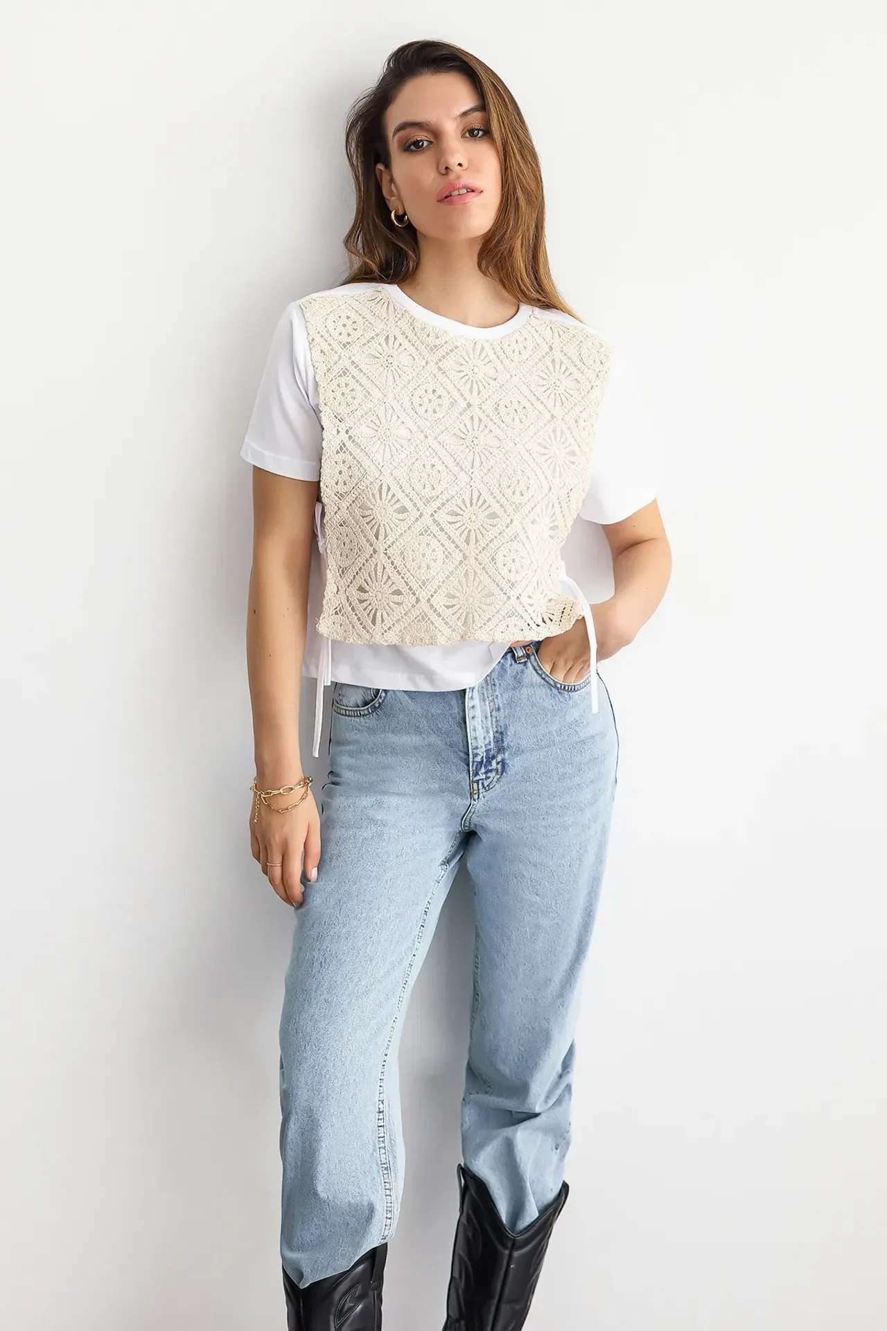 Crochet Tie-Side T-Shirt