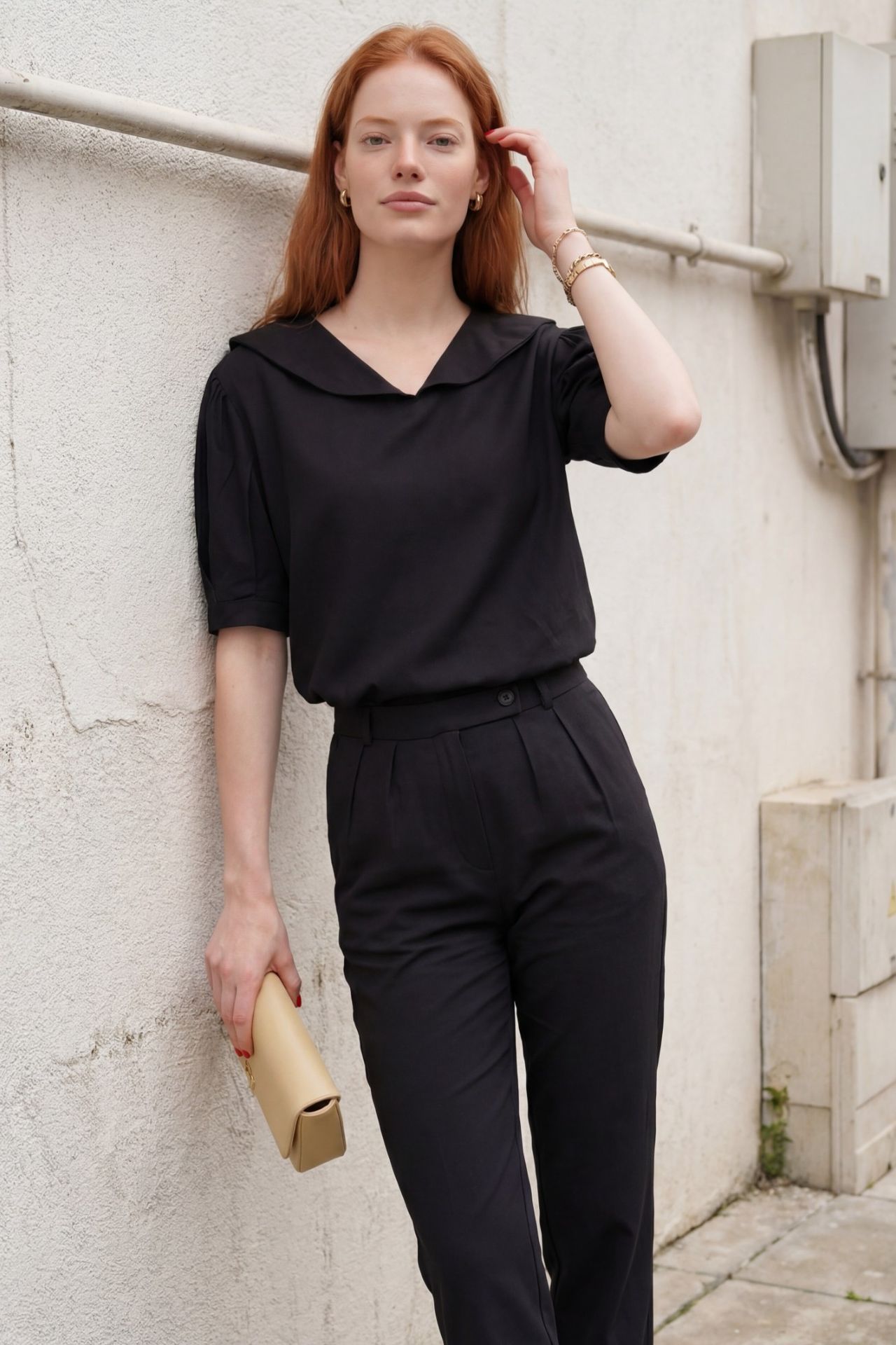 MY FASHION Shawl Collar Buttoned Two-Piece Coord Set 3