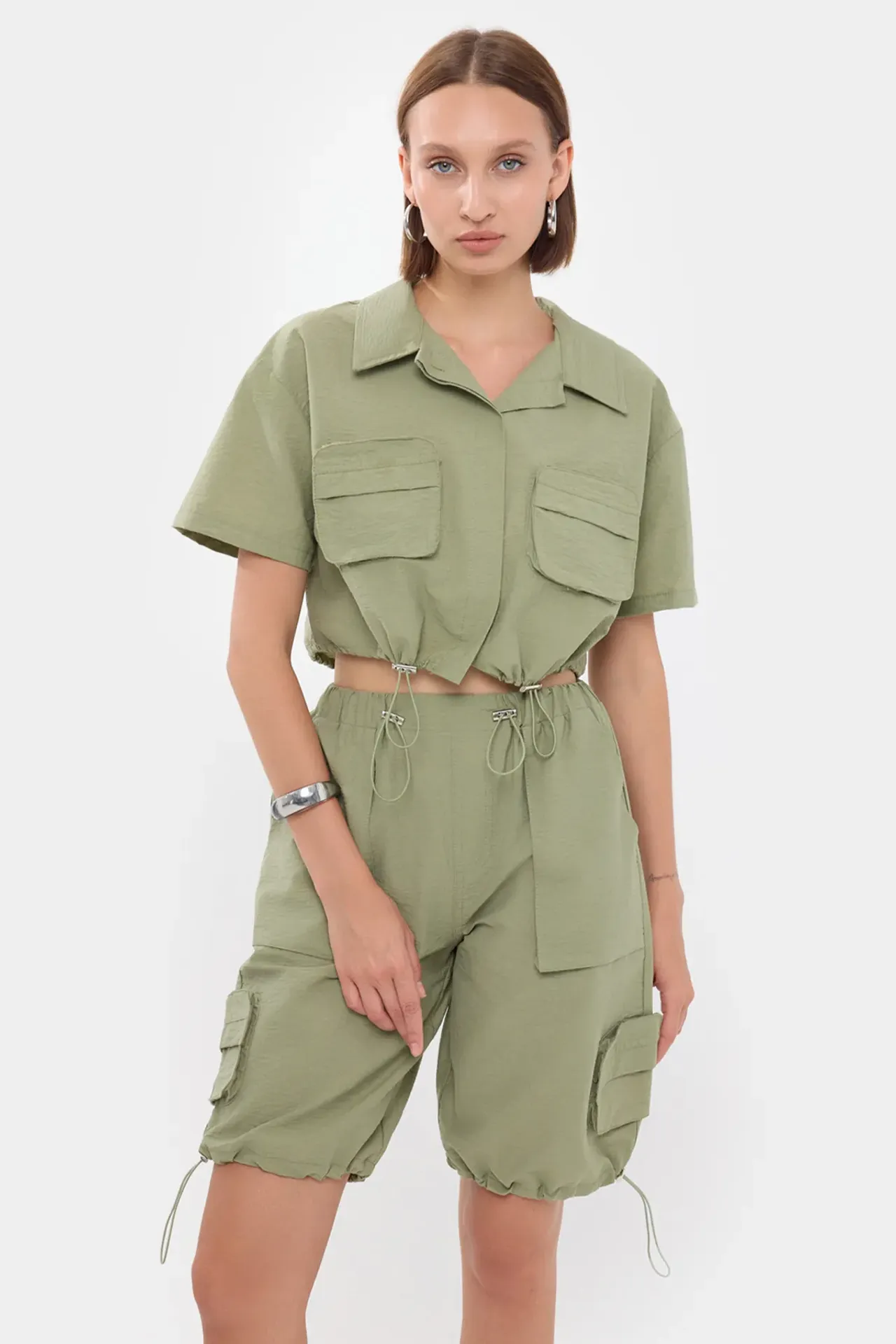 Utility Shirt and Cargo Shorts Coords Set