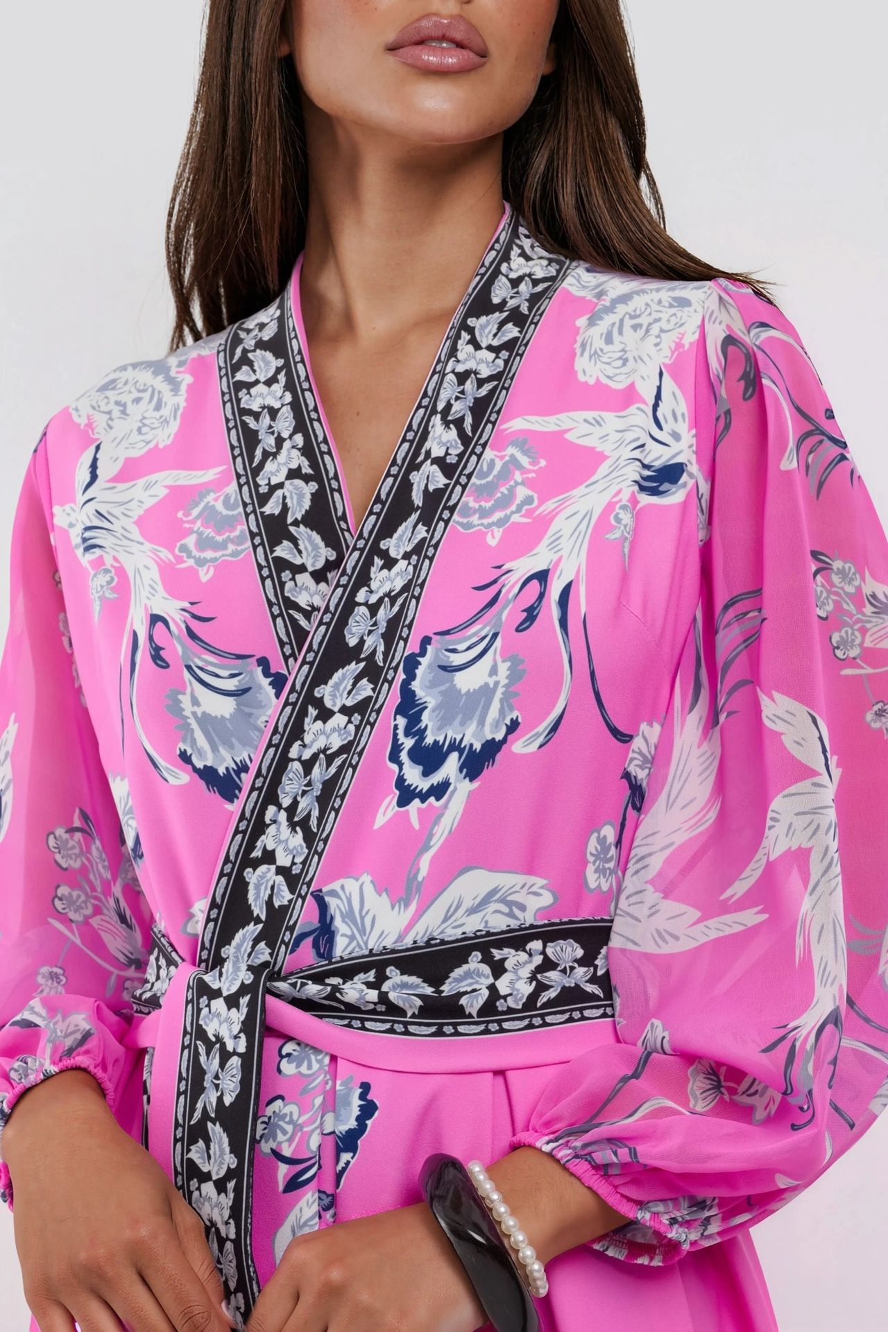 MSN Floral V-Neck Maxi Wrap Dress with Belt 5