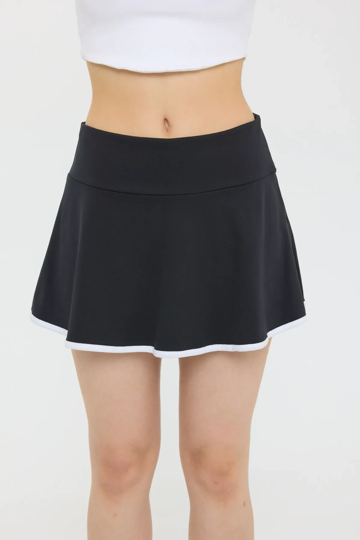 Basic Mid-Rise Woven Skirt with Elastic Waist 4