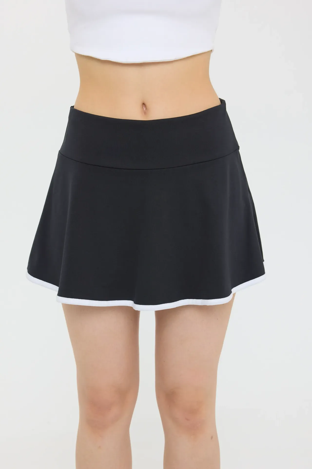 Basic Mid-Rise Woven Skirt with Elastic Waist