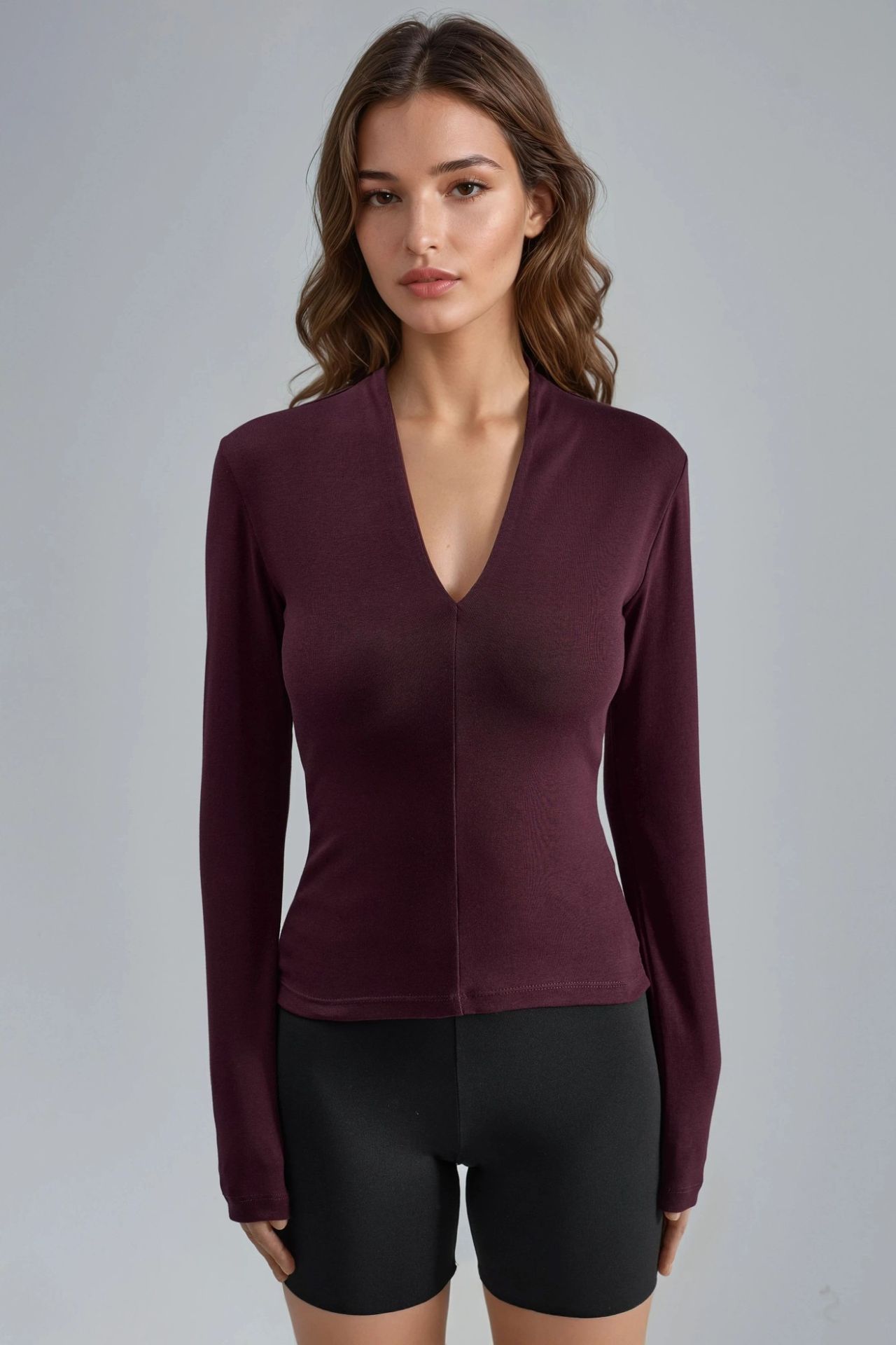 BUSEM Slim Fit V-Neck Long Sleeve Blouse 6
