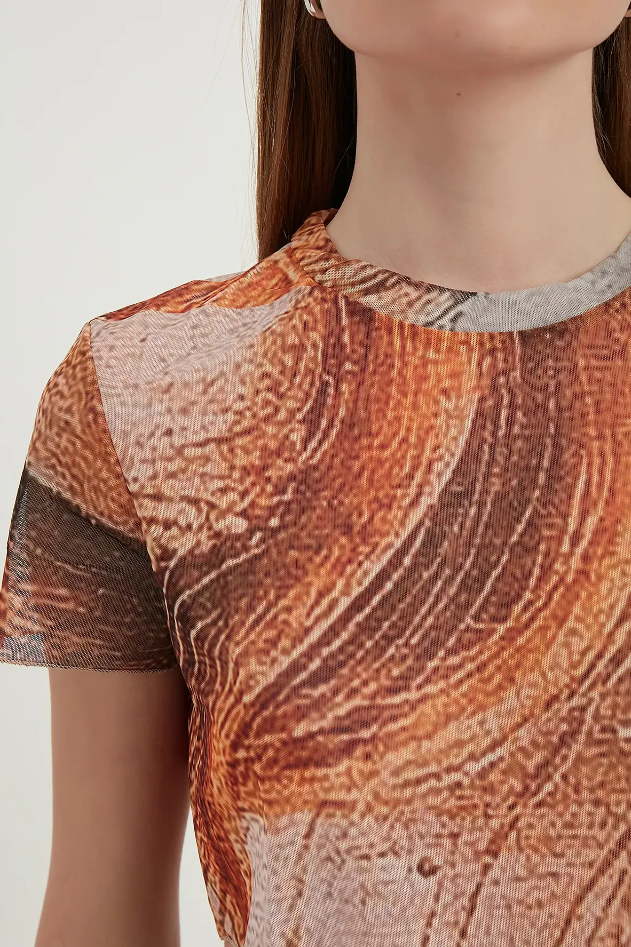 Abstract Tulle Crop Top