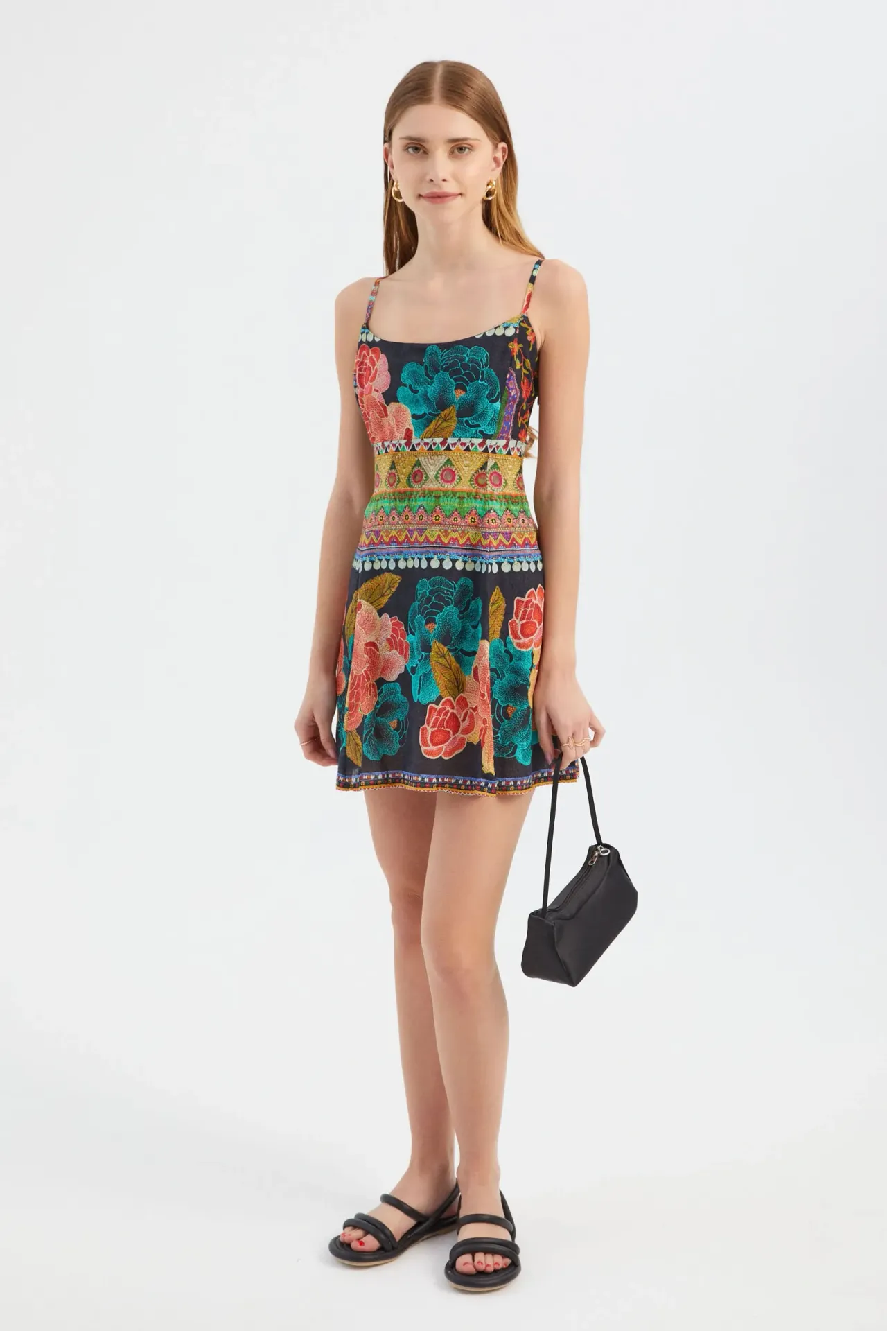 Abstract Spaghetti Strap Mini Dress