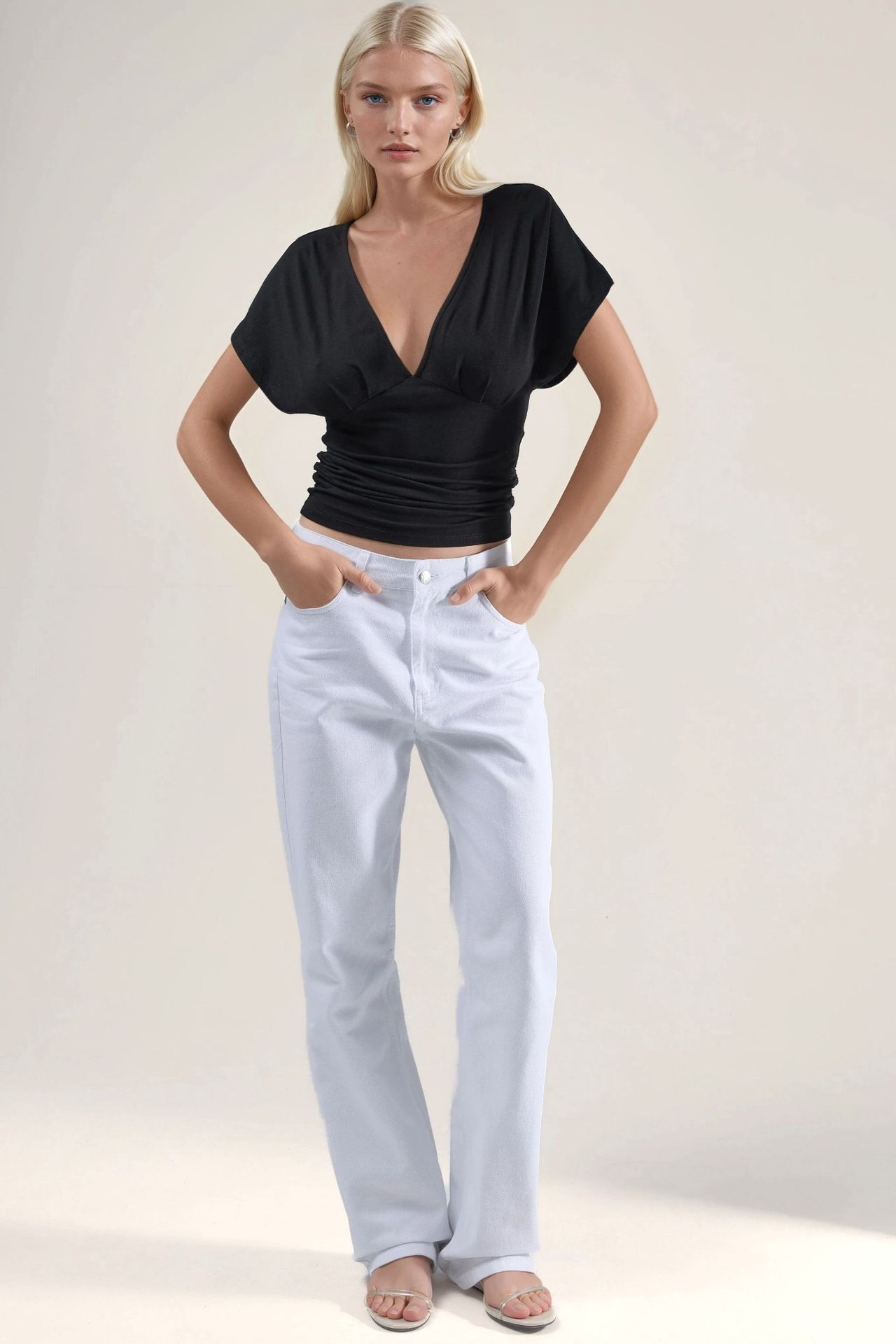 Ruched V-Neck T-Shirt 5