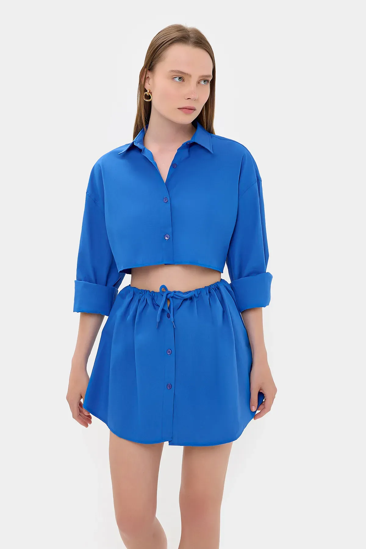 Loose Sleeves Oversized Crop Shirt 3
