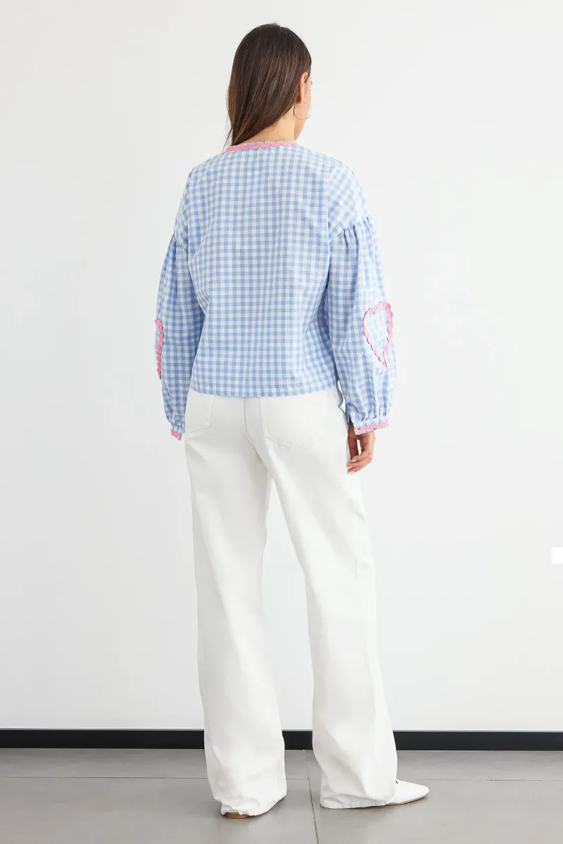 Checked V-Neck Tie-Front Blouse 6