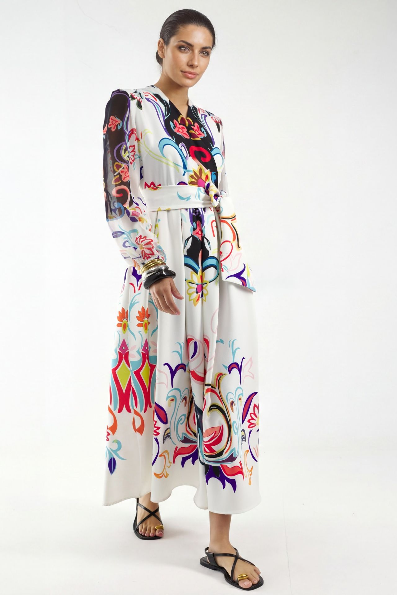 MSN Floral Print Maxi A-Line Dress 2