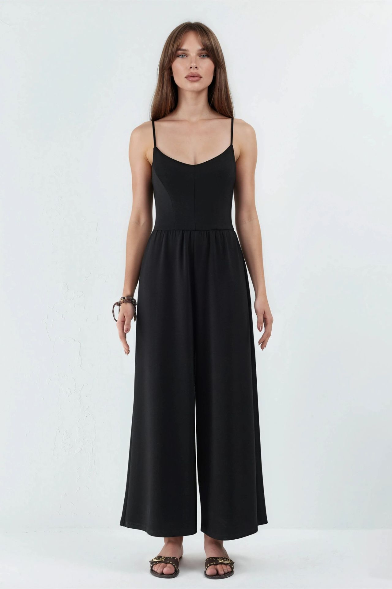 Modal Touch V-Neck Long Knit Jumpsuit 8