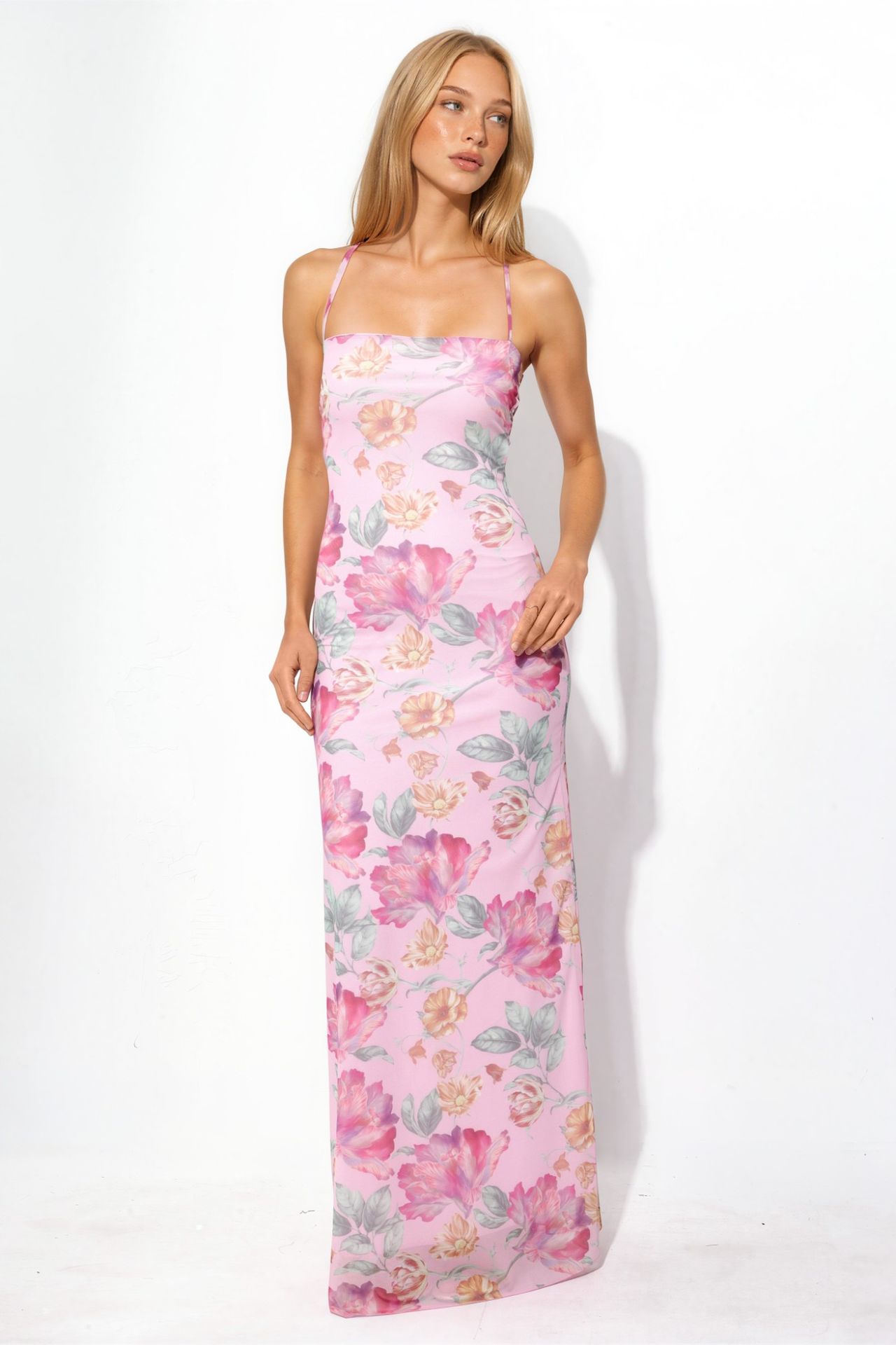 Floral Halter Neck Maxi Dress 4