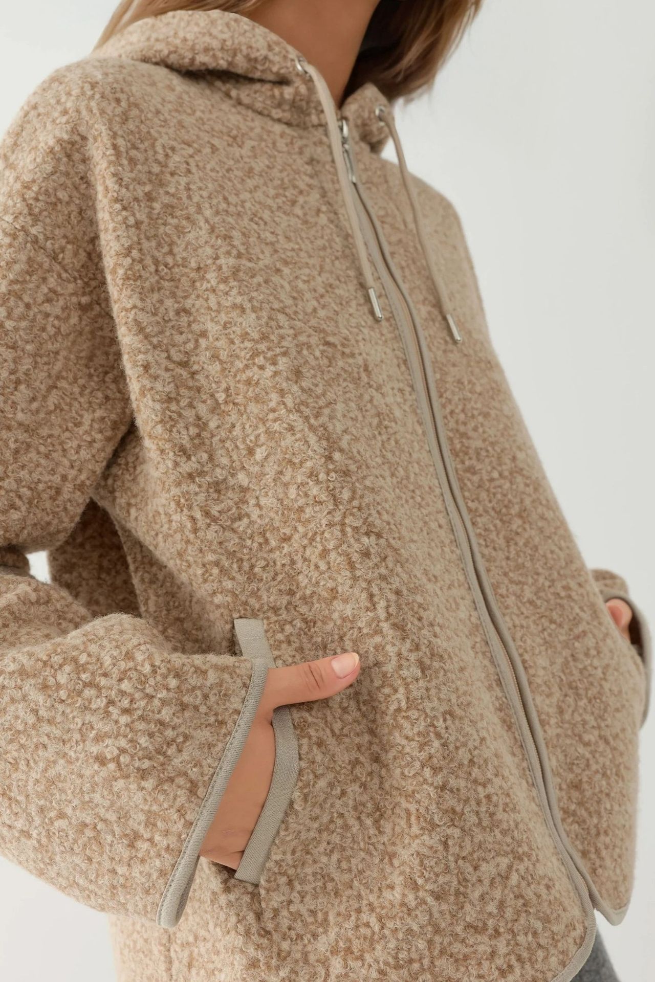 Textured Full Zip Comfort Fit Hooded Jacket