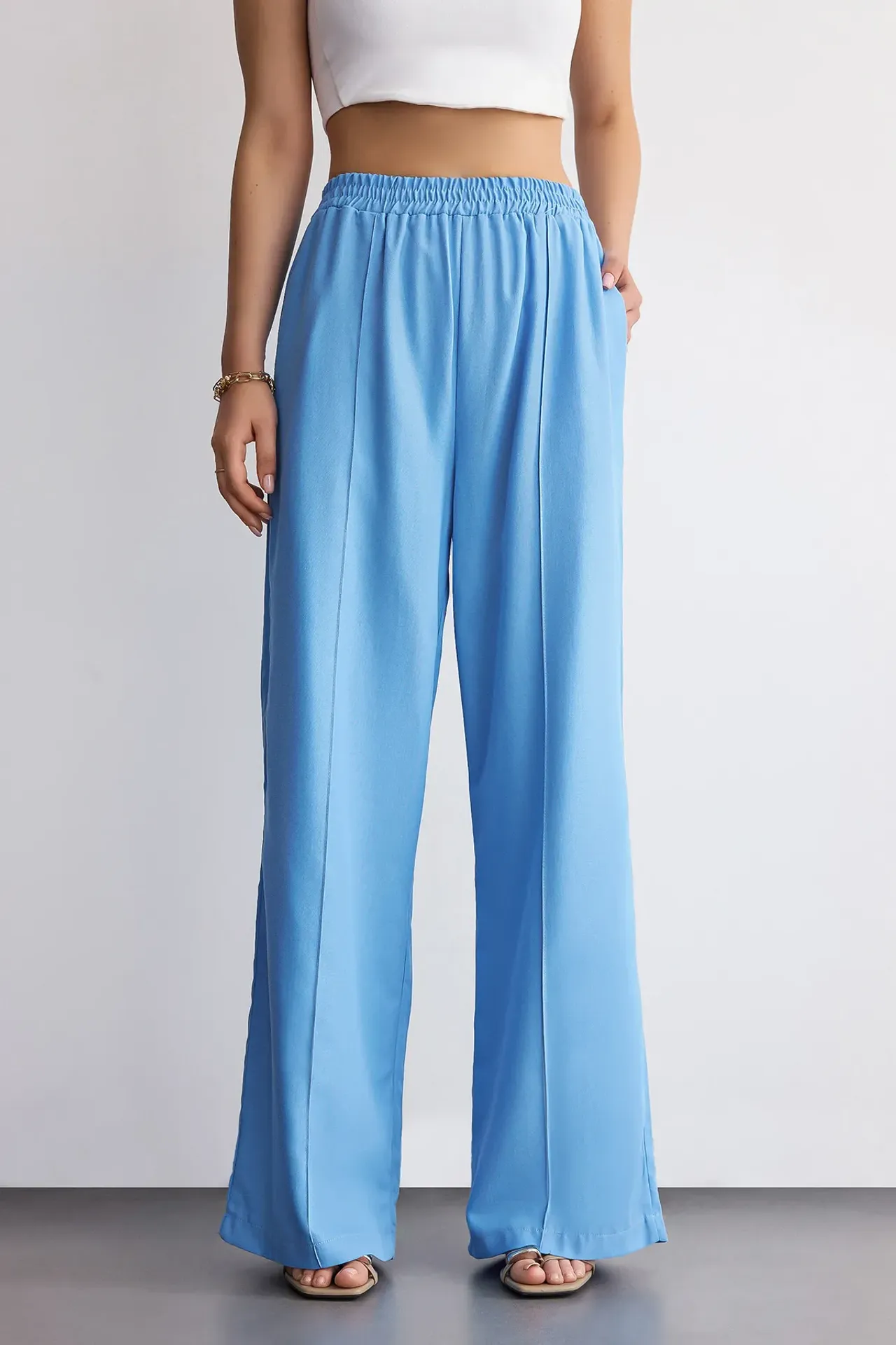 Wide-Leg High-Waist Cotton Trousers