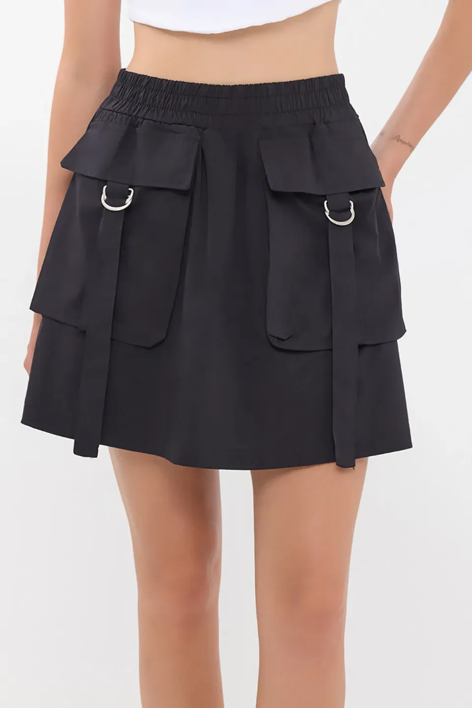 High-Waist Mini Utility Skirt