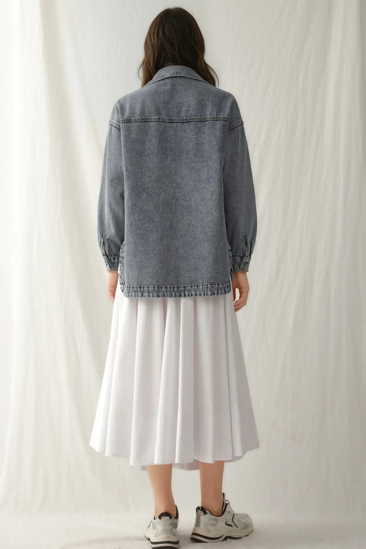BDART Oversized Denim Jacket with Shirt Collar and Pockets
