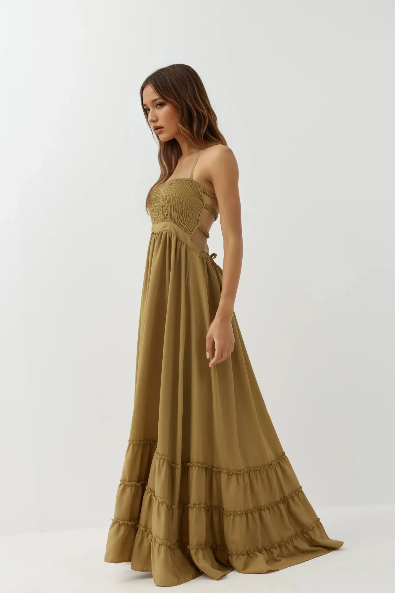 Textured Maxi Dress with Square Collar 2