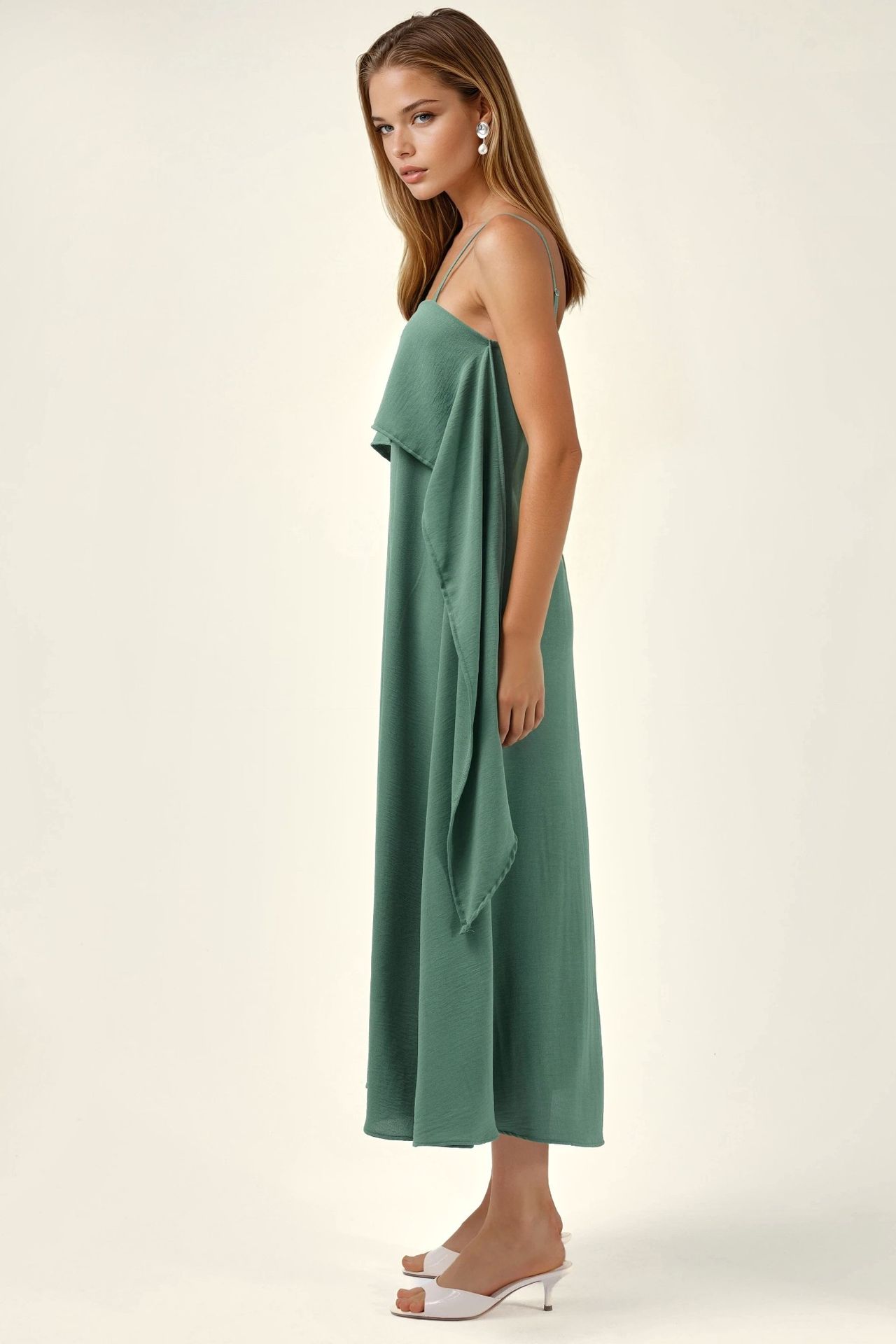 Square Collar Layered Spaghetti Strap Maxi Dress 5
