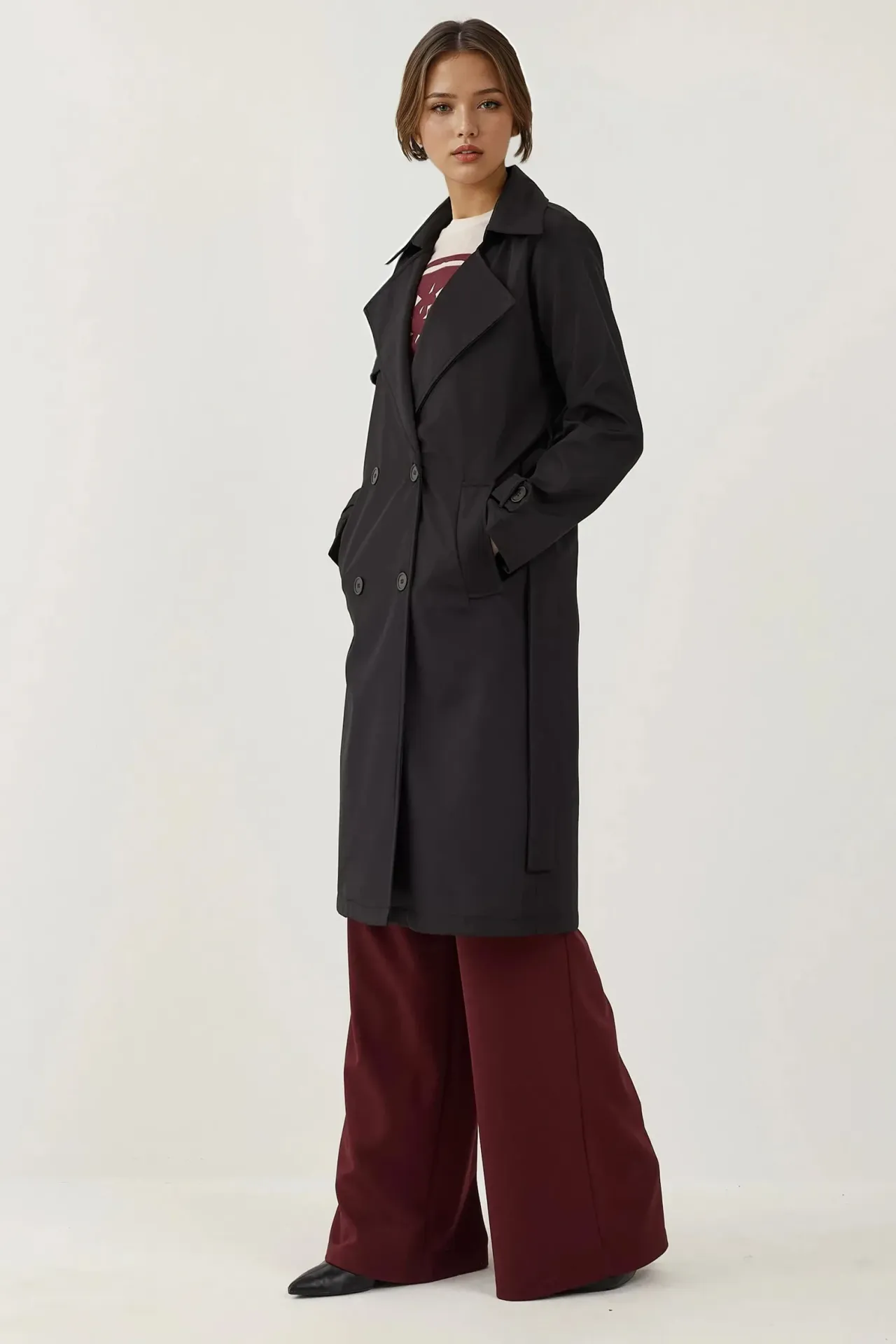 BDART Belted Long-Sleeve Trench Coat 3