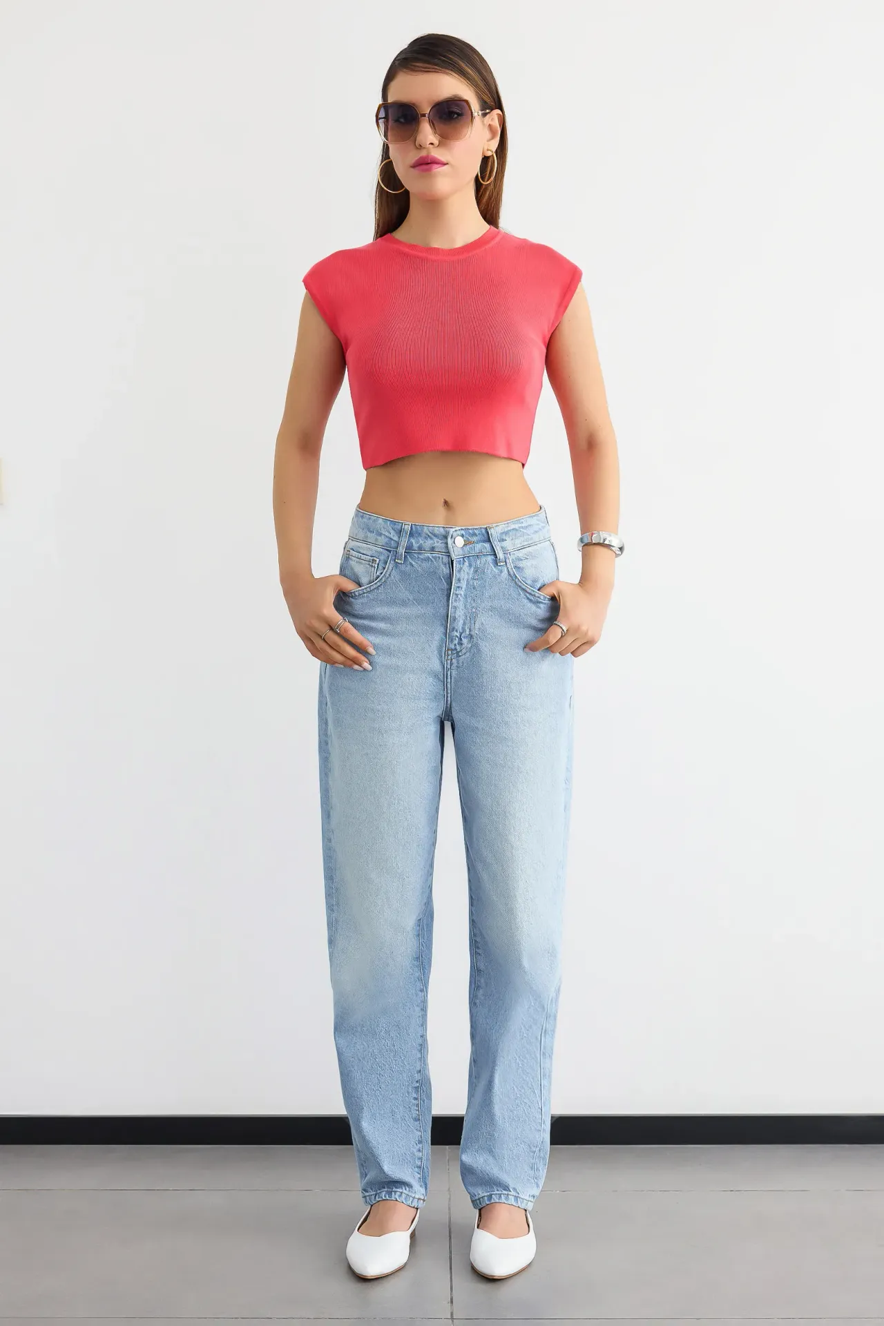 Ribbed Cap Sleeve Cropped Top