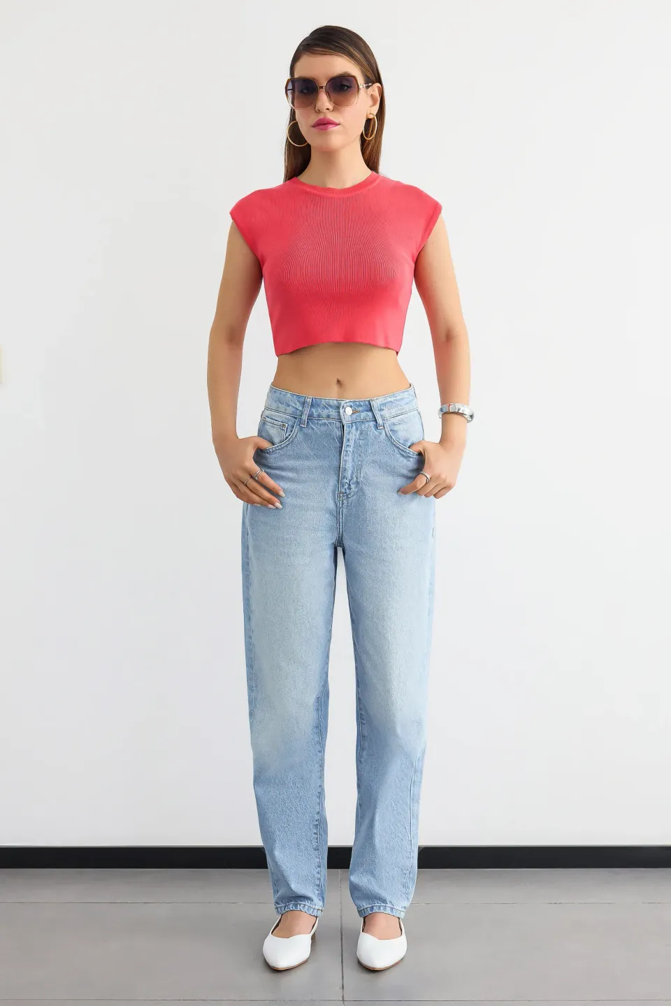 Ribbed Cap Sleeve Cropped Top