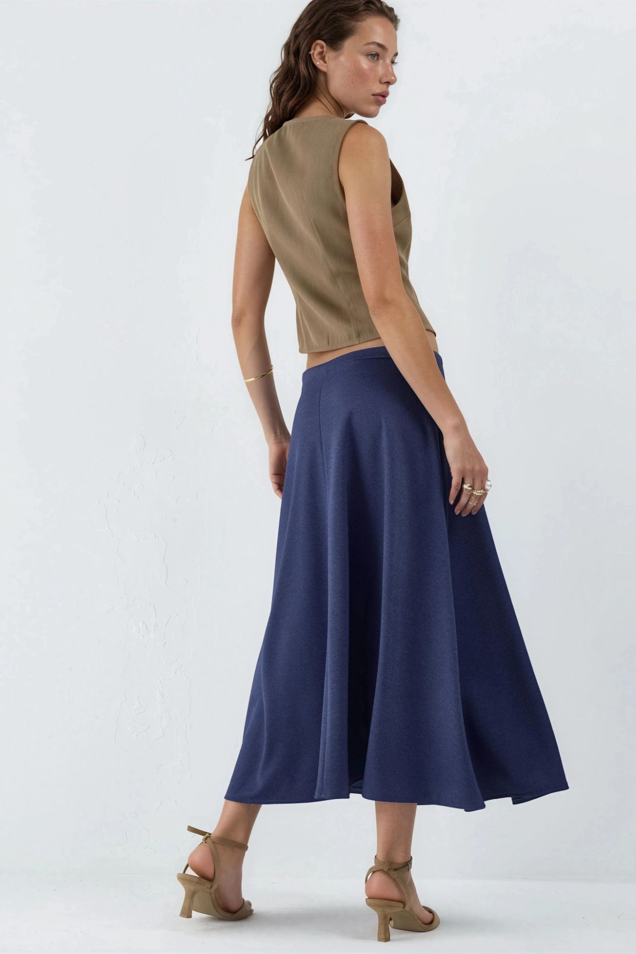 BUSEM High Waist A-Line Midi Skirt 3