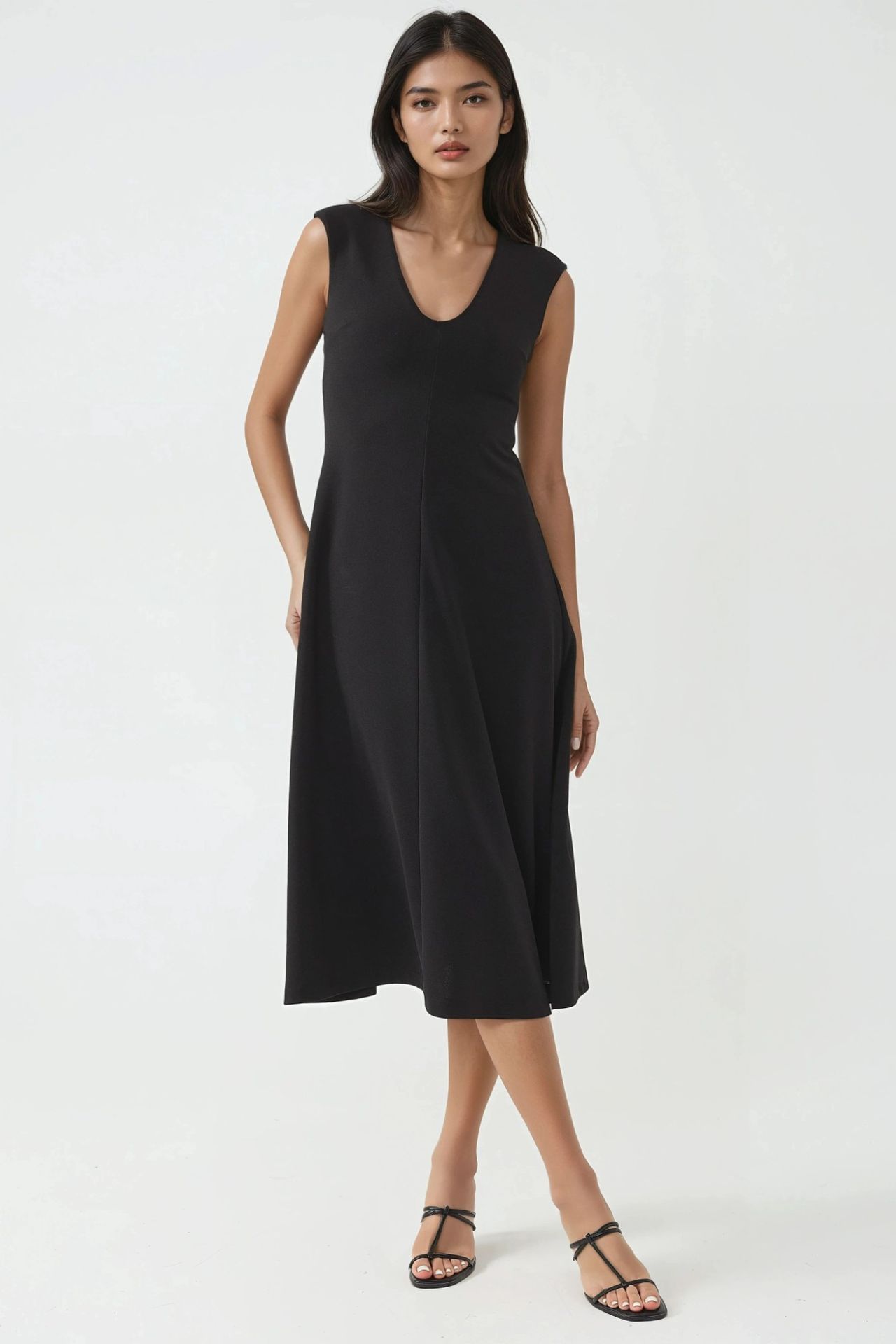 BUSEM V-Neck A-Form Midi Dress 1