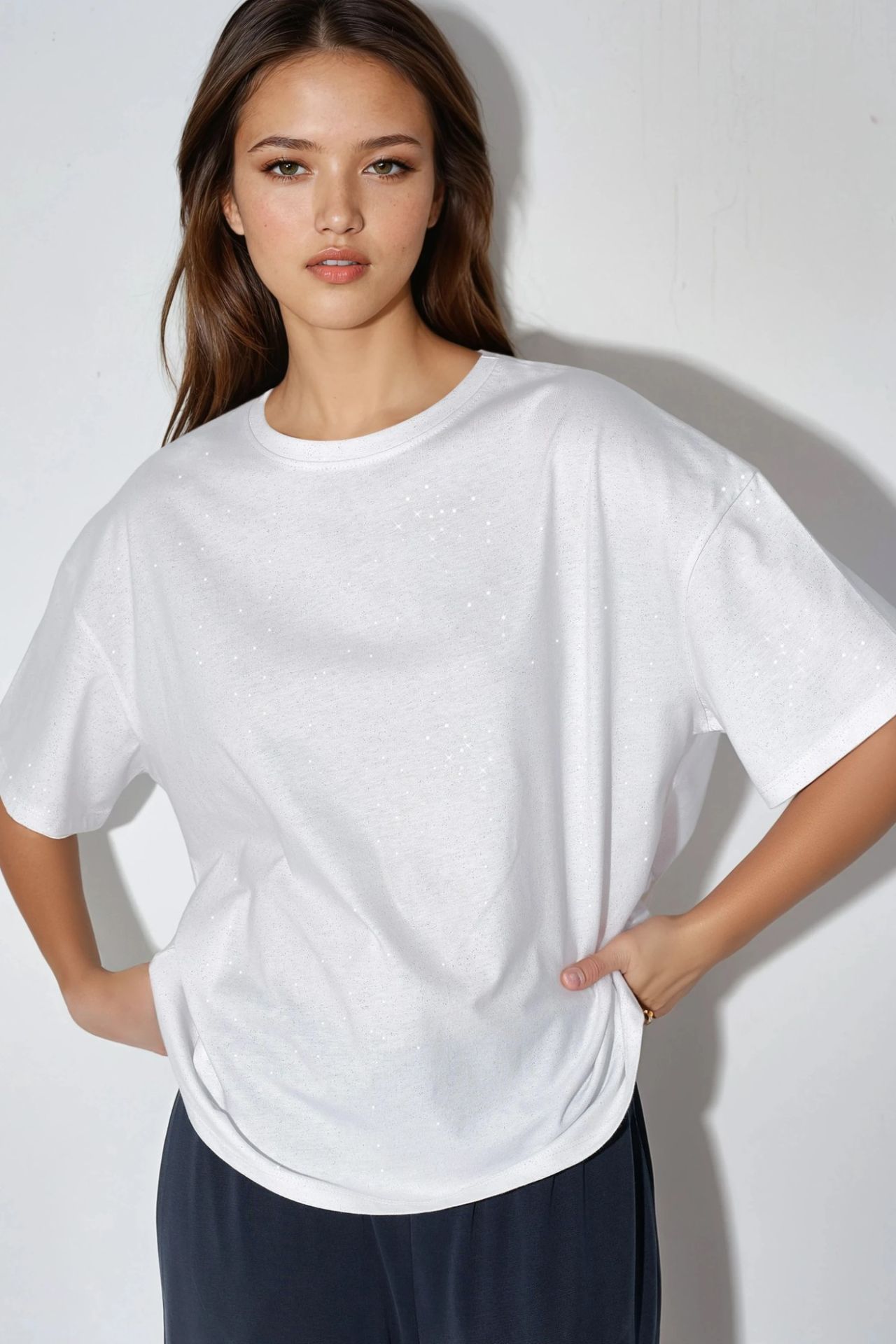 BUSEM Sequin Crew Neck Short Sleeve T-Shirt 1