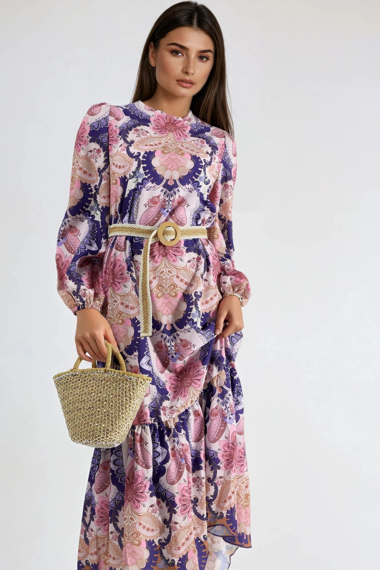 MSN Belted Paisley Patterned Midi Dress 2