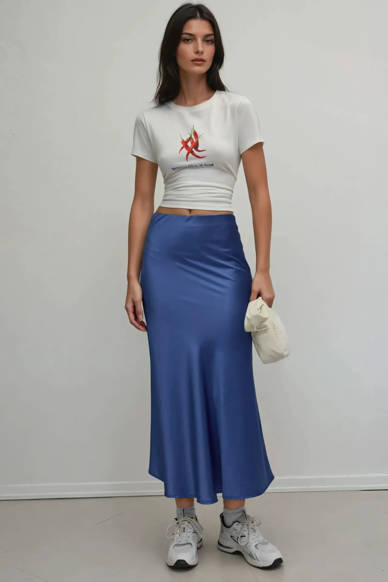 High-Waist Satin Midi Skirt 4