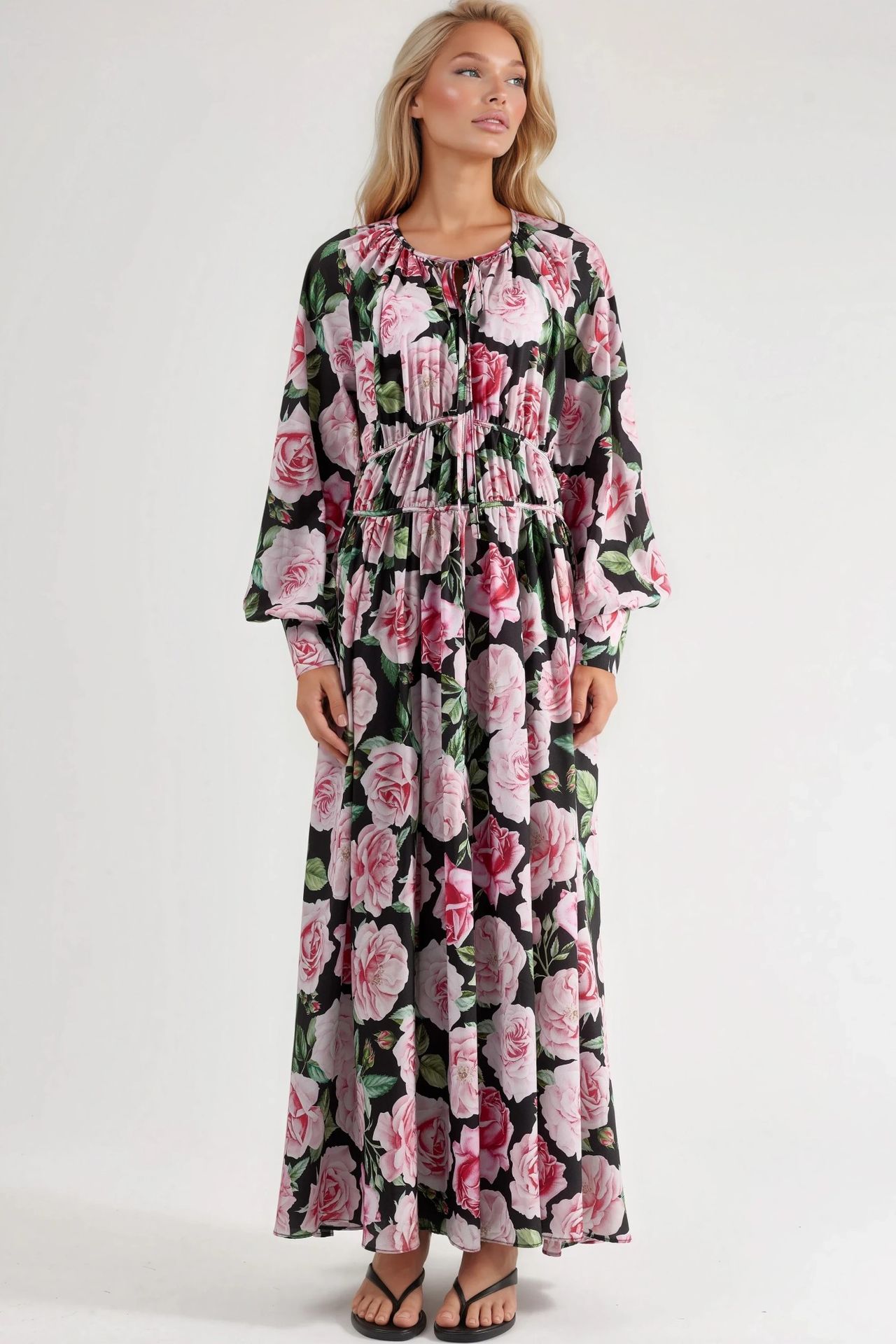 MSN Floral Maxi Dress with Tie Closure 6