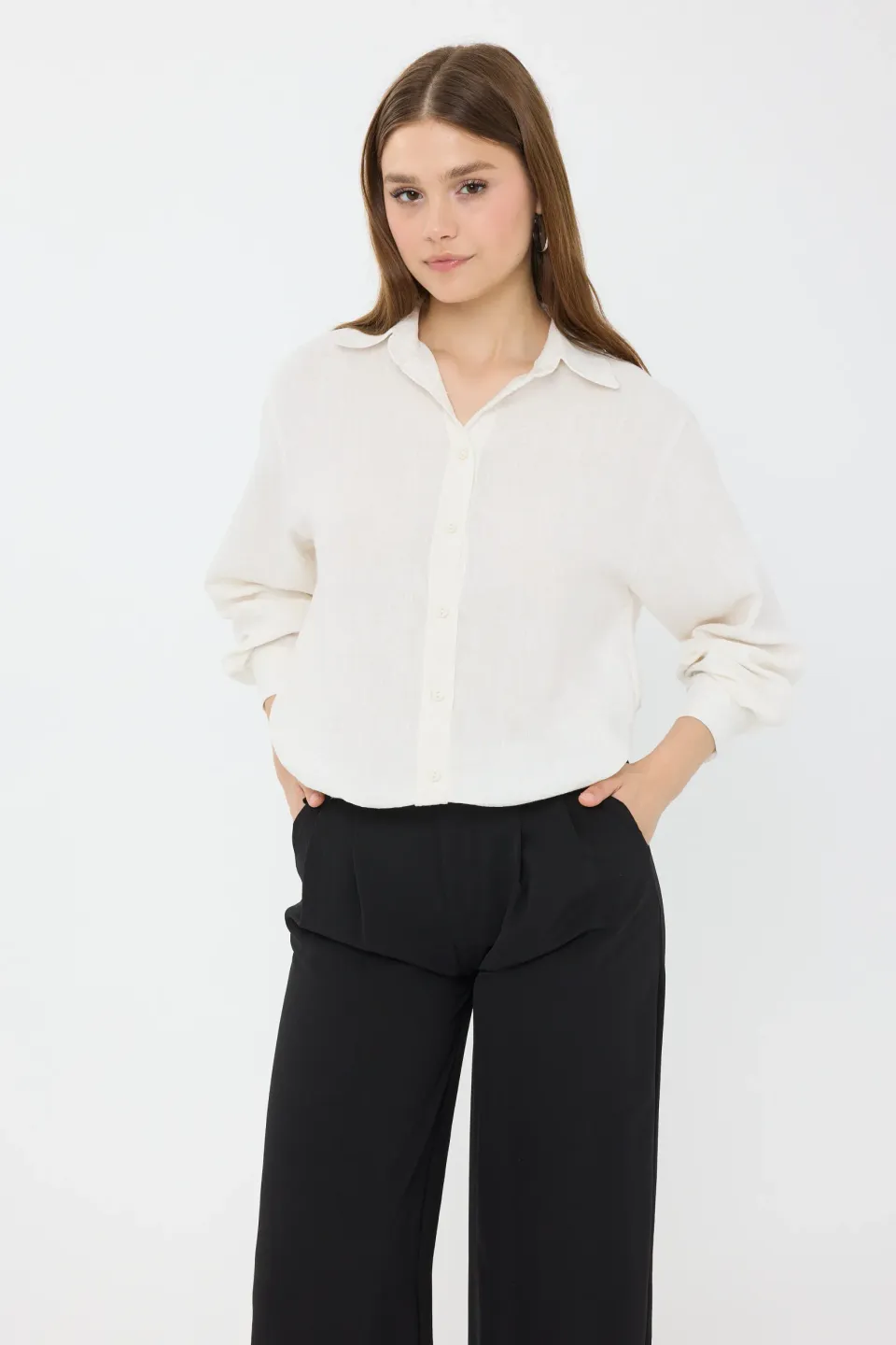 Buttoned Long Sleeve Relaxed Shirt