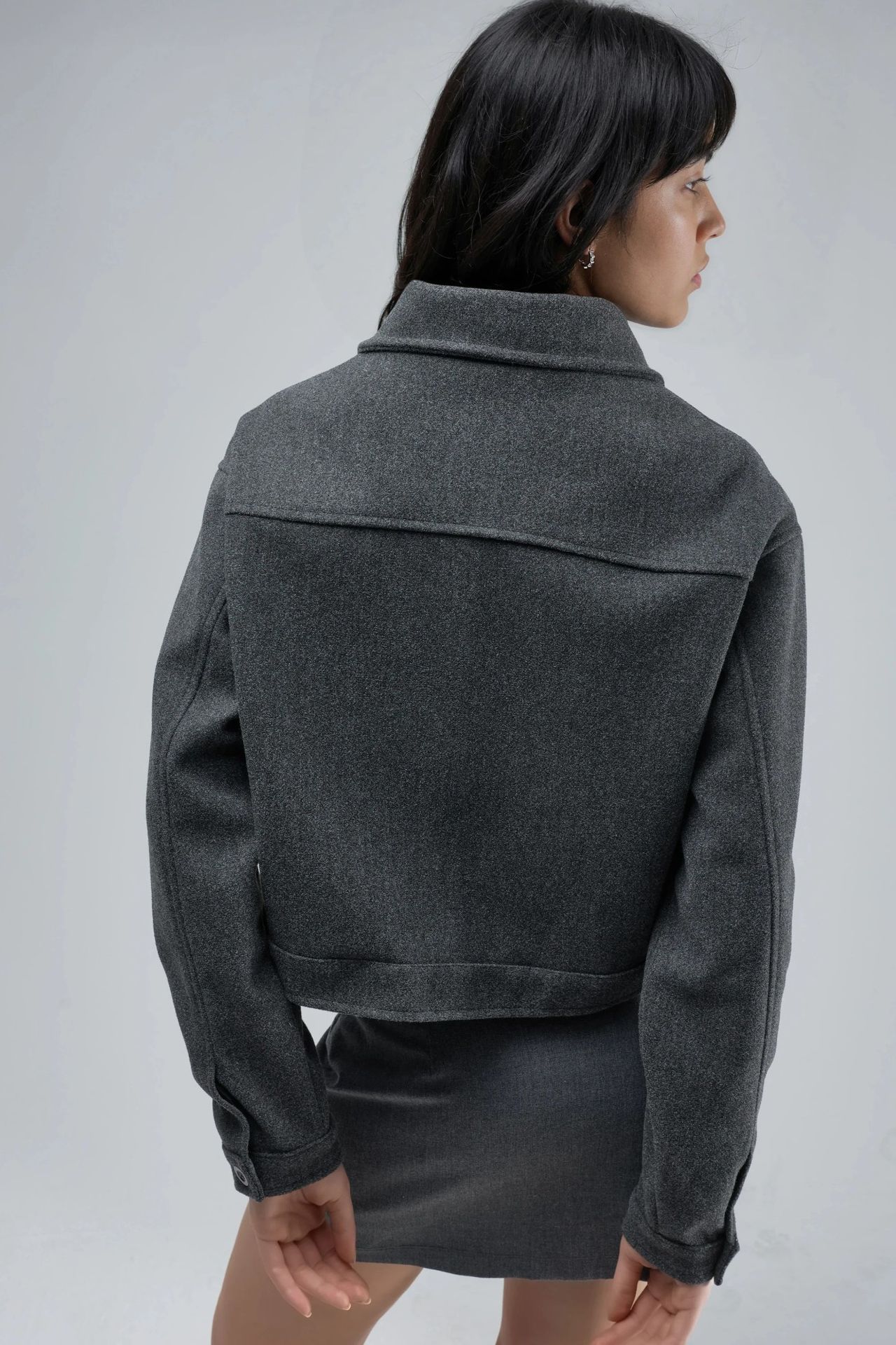 BUSEM Crop Gabardine Jacket with Zipper and Pocket 4