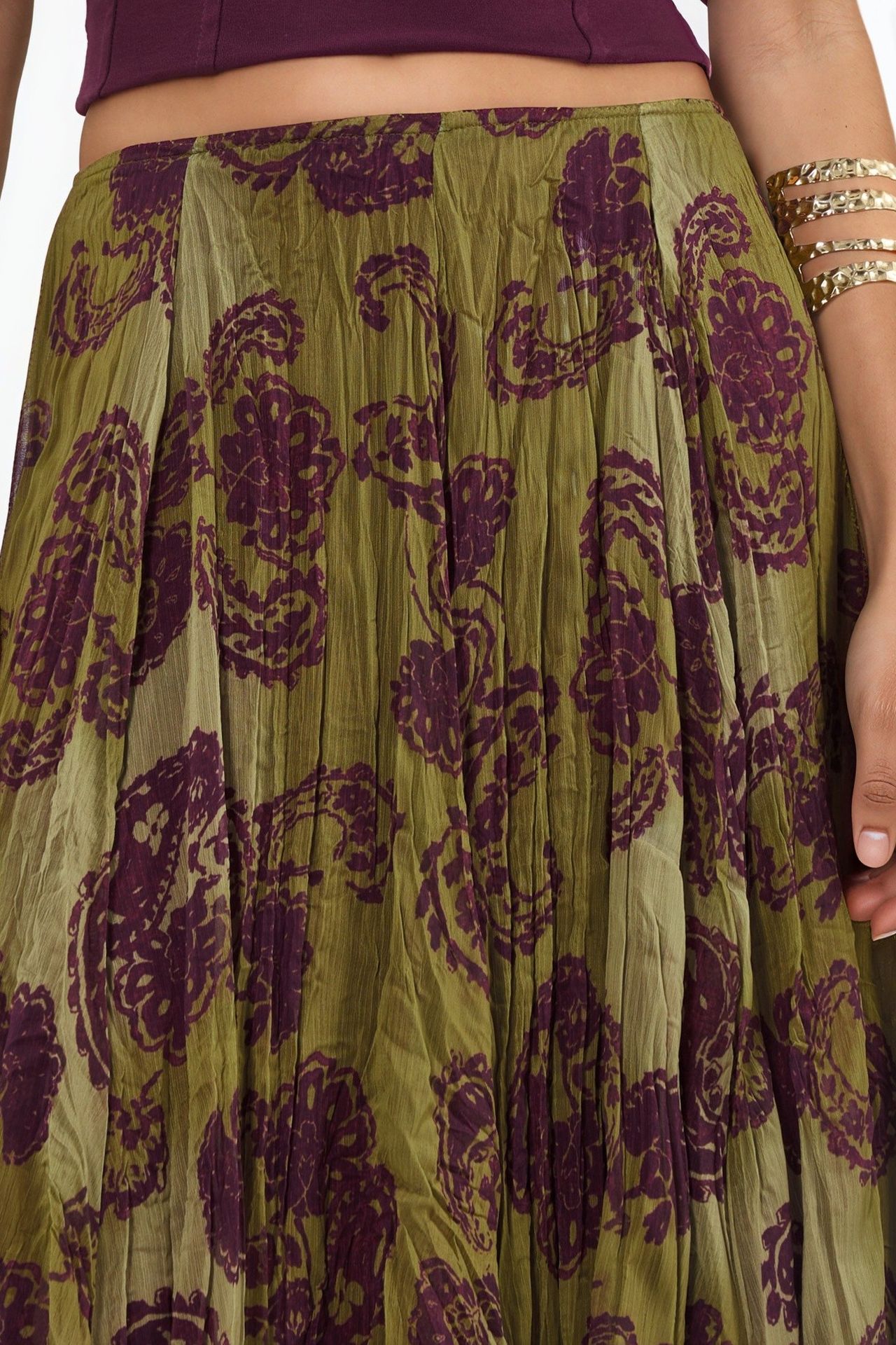 BUSEM High-Waist Paisley Chiffon Maxi Skirt 2