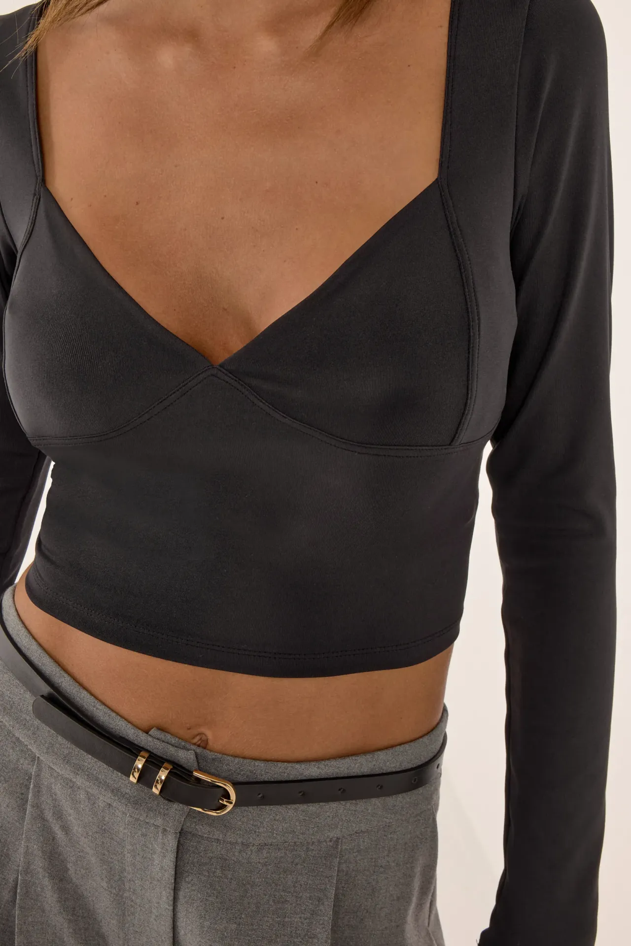 Deep V Long Sleeve Top